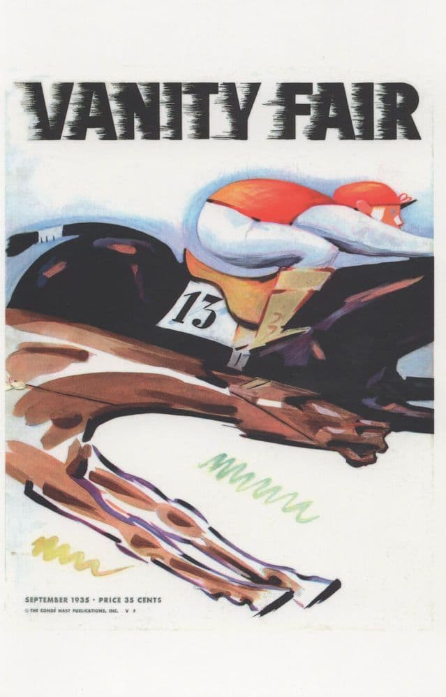 1930s Horse Race Grand National Style Hurdle Painting Postcard