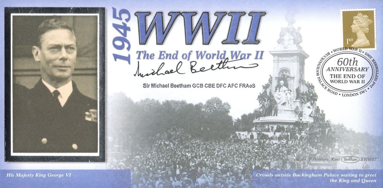 1945 The End Of WW2 Michael Beetham Hand Signed Benham FDC