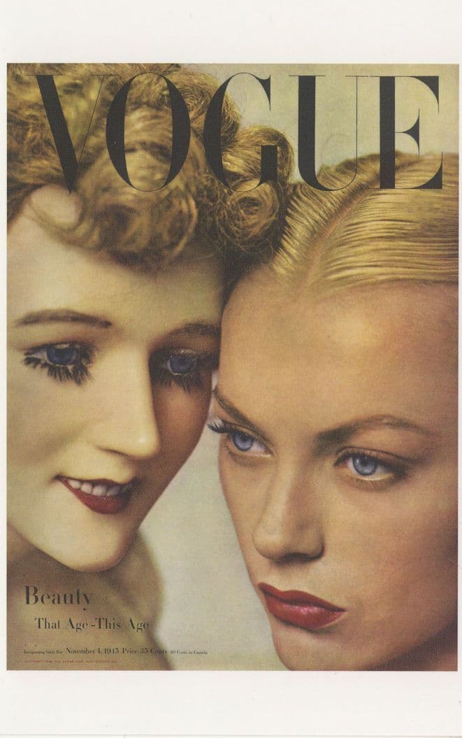 1945 WW2 Beauty Long Eyelashes Mascara Make Up Magazine Postcard