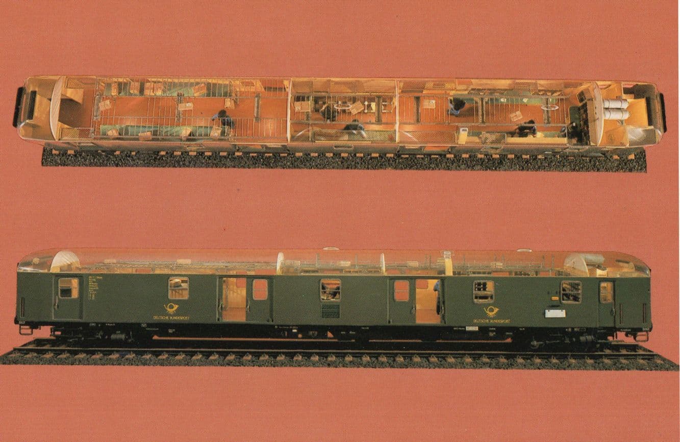 1965 German Deutschen Bundespost Mail Train Toy Model Postcard