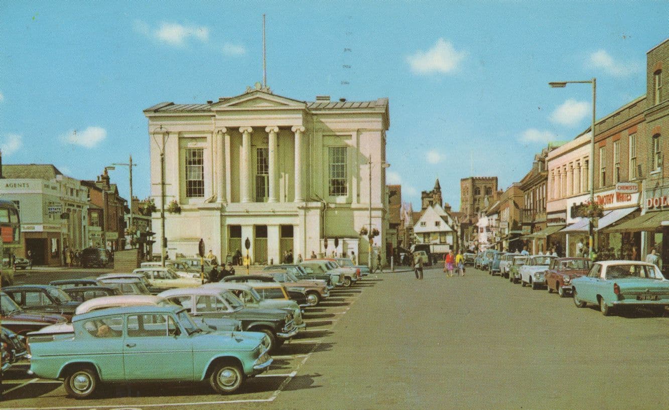 1970s Cars Transport at Town Hall Car Park St Albans Postcard