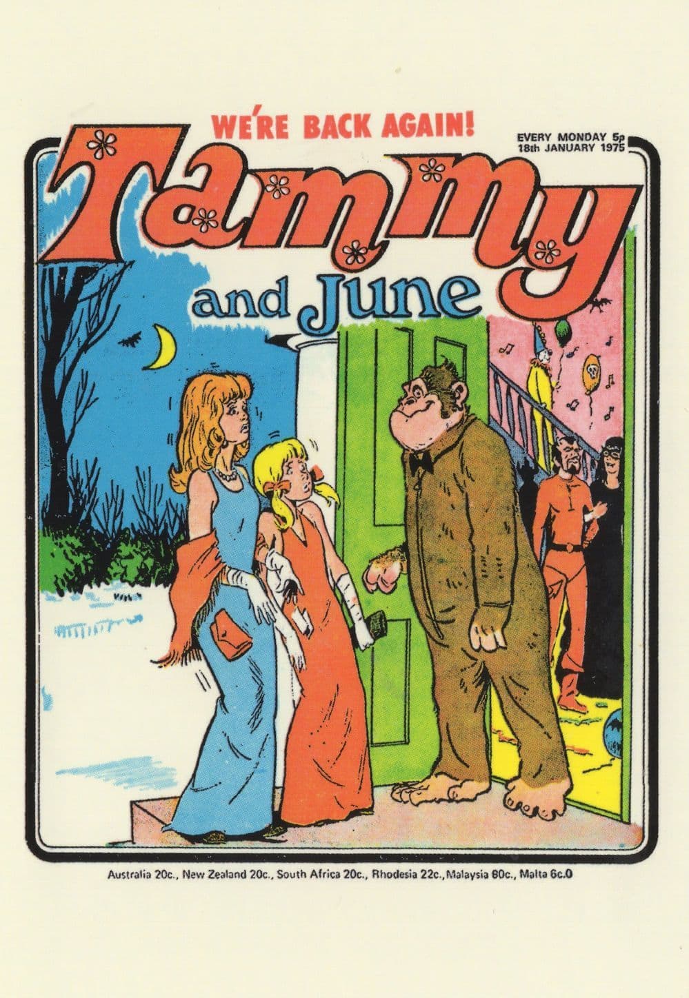 1970s Fancy Dress Party Clown Bearsuit Tammy 1970s Comic Postcard