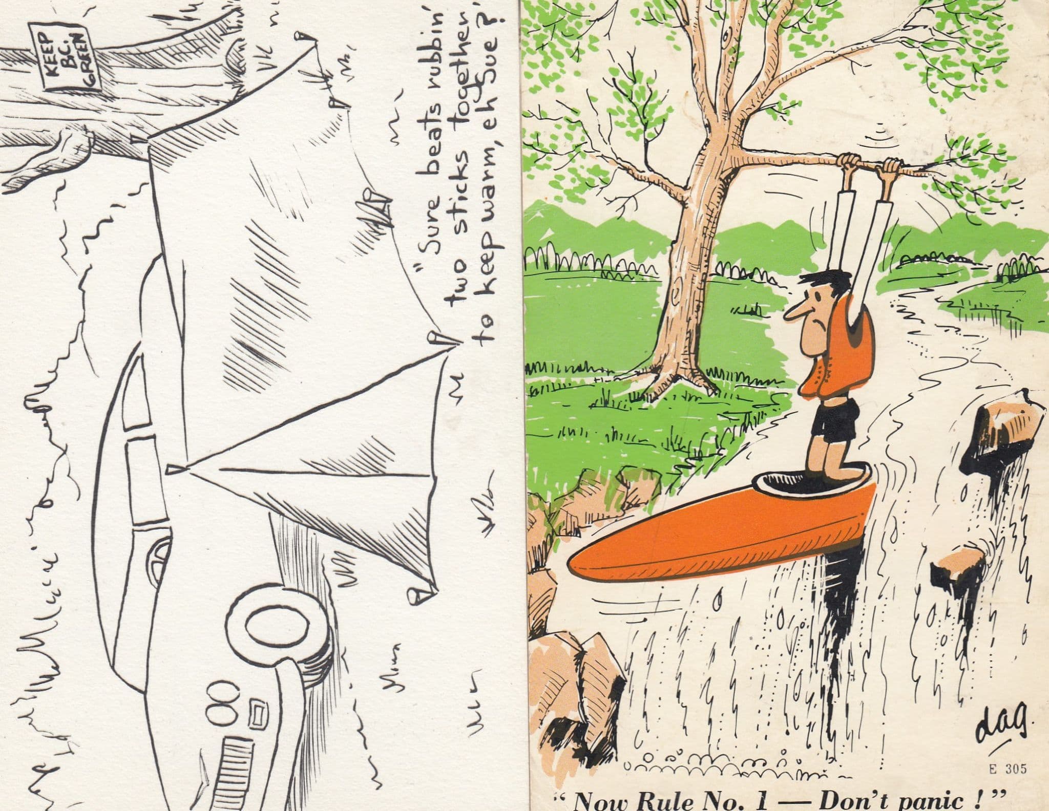 1970s Panic Tent Camping Postcard s