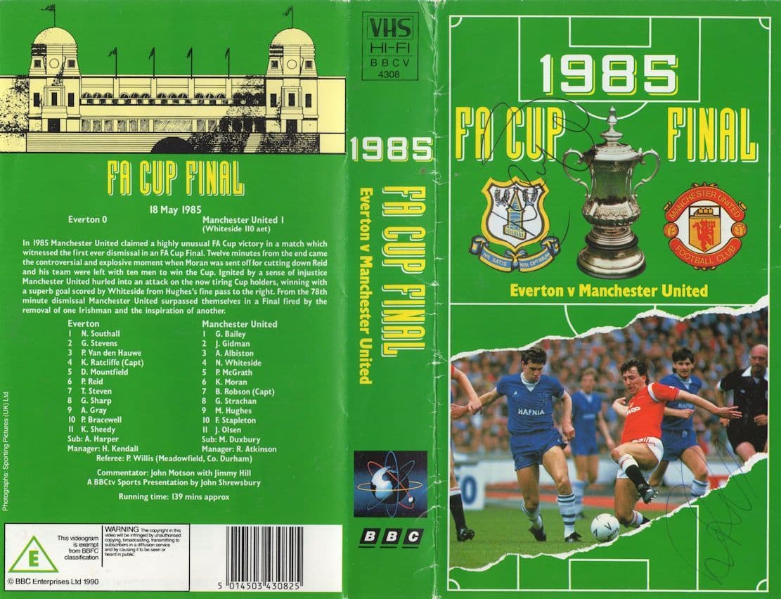 1985 FA Cup Final Everton vs Manchester Utd Hand Signed Video Photo