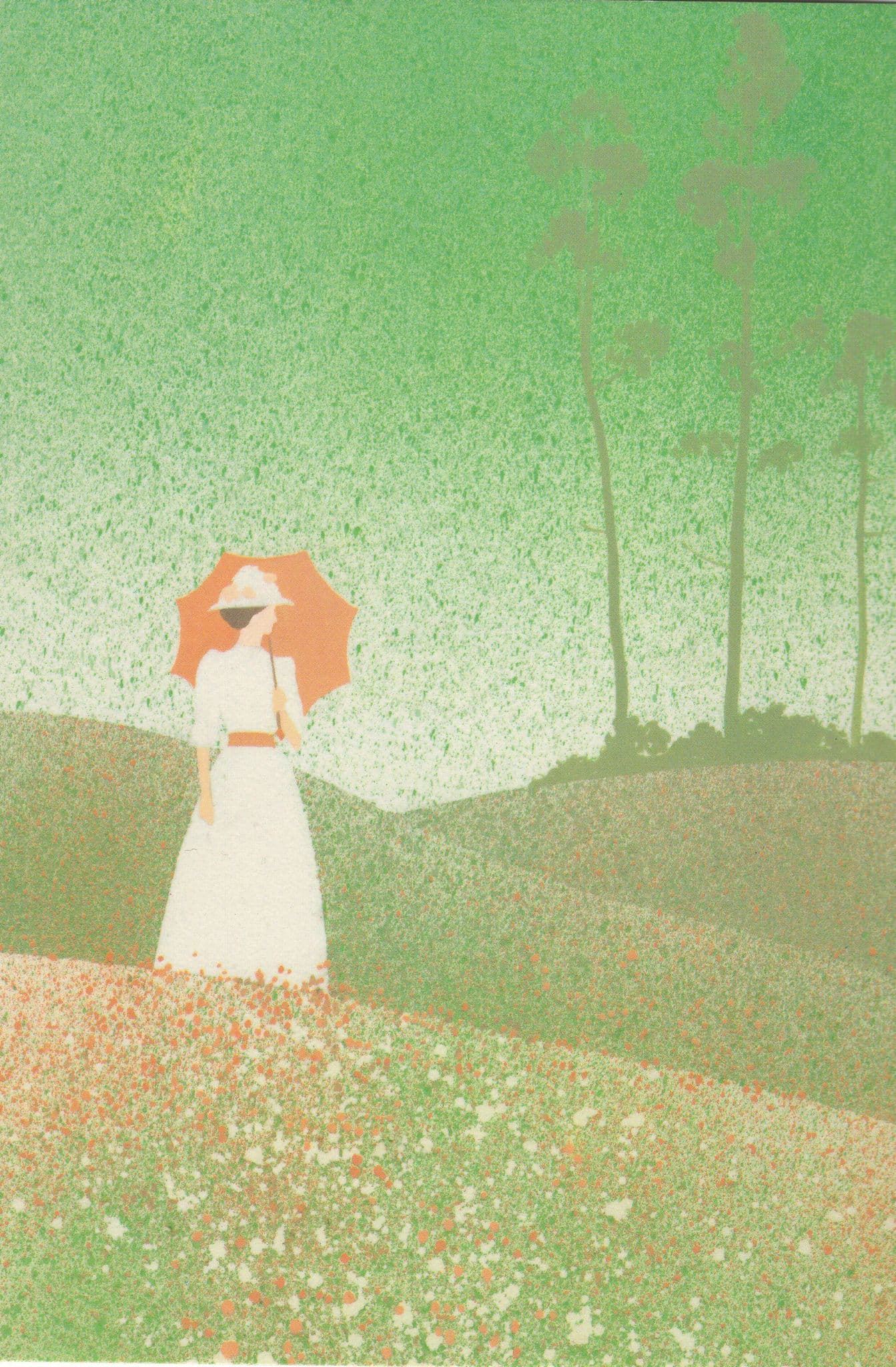 Lady With Parasol Richard Akerman Painting Postcard