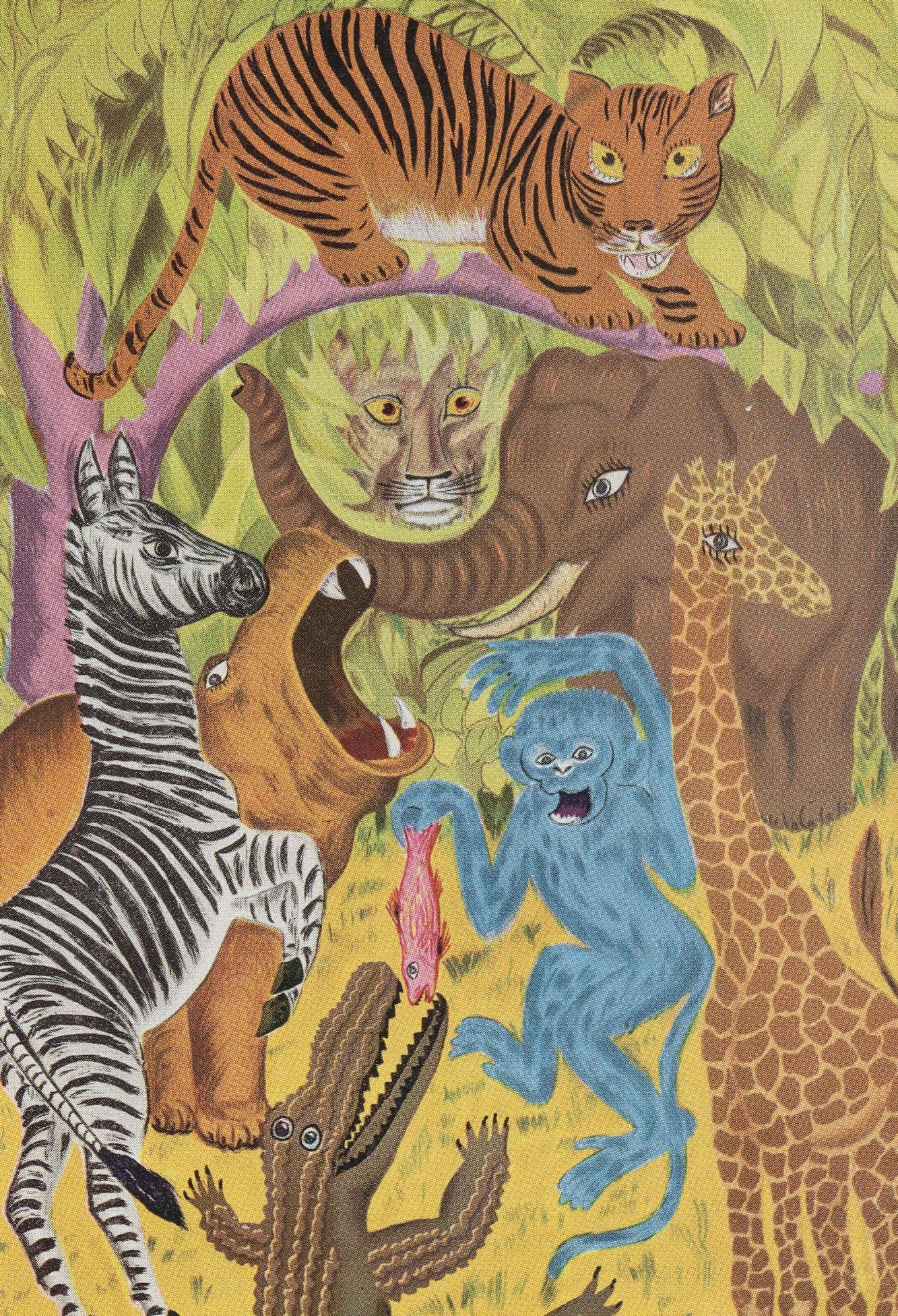 London Zoo 1940s Animals Painting Rare Poster Transport Postcard