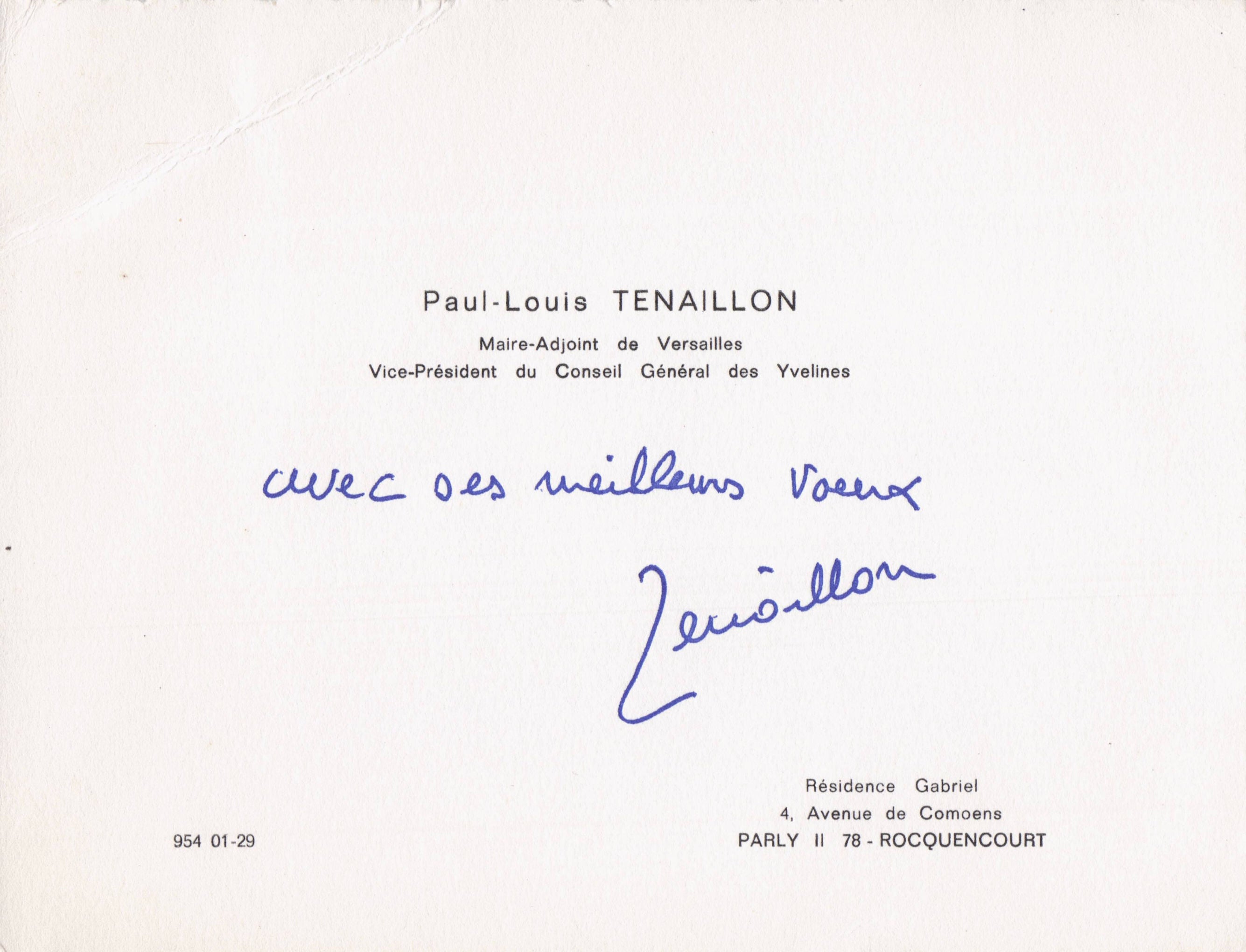 French Union For Democracy Paul Louis Tenaillon Hand Signed Card Autograph