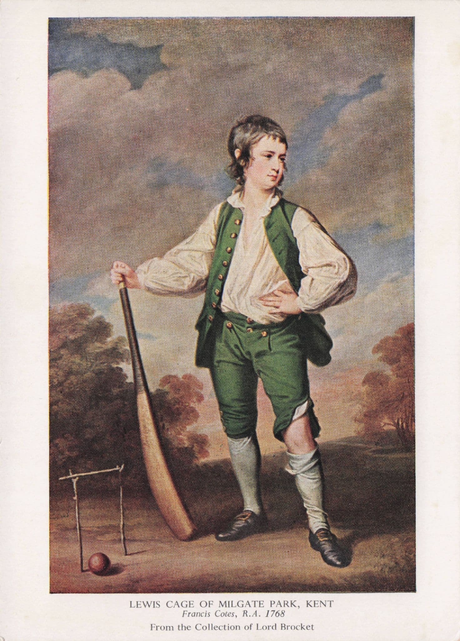 Lewis Cage Of Milgate Park Kent Francis Cotes 1768 Cricket Painting Postcard