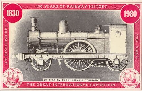 2-2-2 Engine Lilleshall Company Paris Exposition Train Postcard