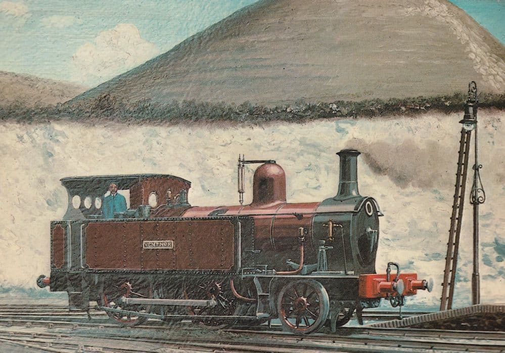 2-4-0T Train at Ventnor Isle Of Wight in 1919 Painting Postcard