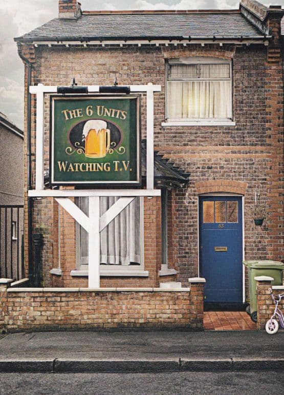 2.2 Kids Family DRUNK At Home Pub Sign UNIQUE London Photo Agency Art Postcard