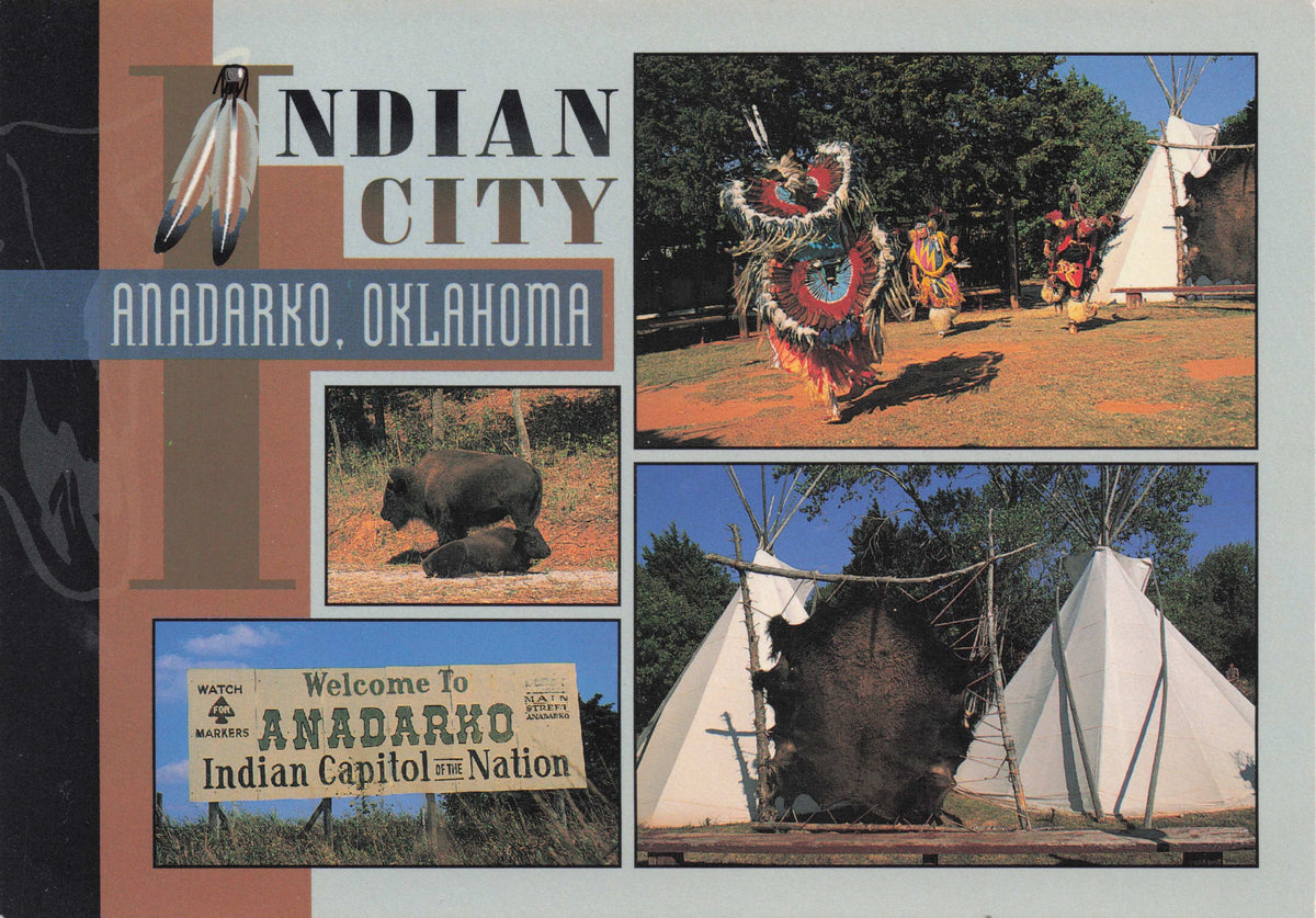 Anadarko Native American Indian City Nation Entrance Sign Oklahoma USA Postcard
