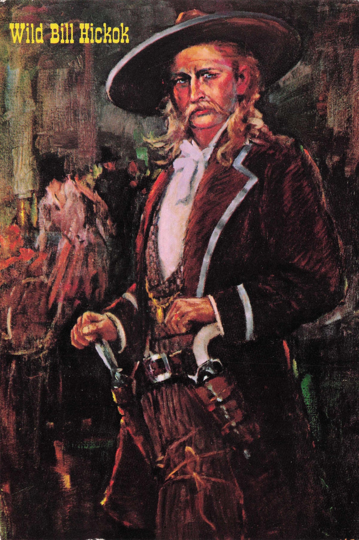 Bill Hicock Gunfighters Of Old Wild West Cowboy Painting Rare Art Postcard