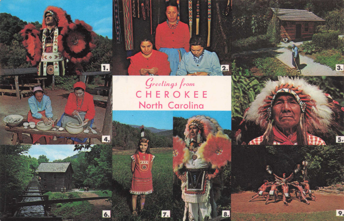 Cherokee North Carolina Native Indian American Cookery Fashion Rare Postcard
