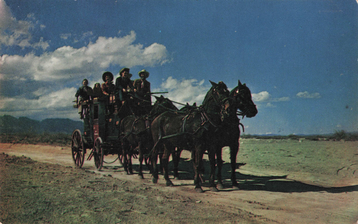 Old Western Stage Coach Of The Wild West Transport American Photo Postcard