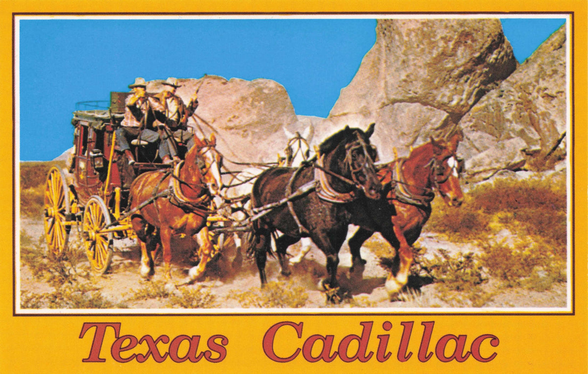 Texas Cadillac Wild West Cowboy Stagecoach Transport America Photo Postcard