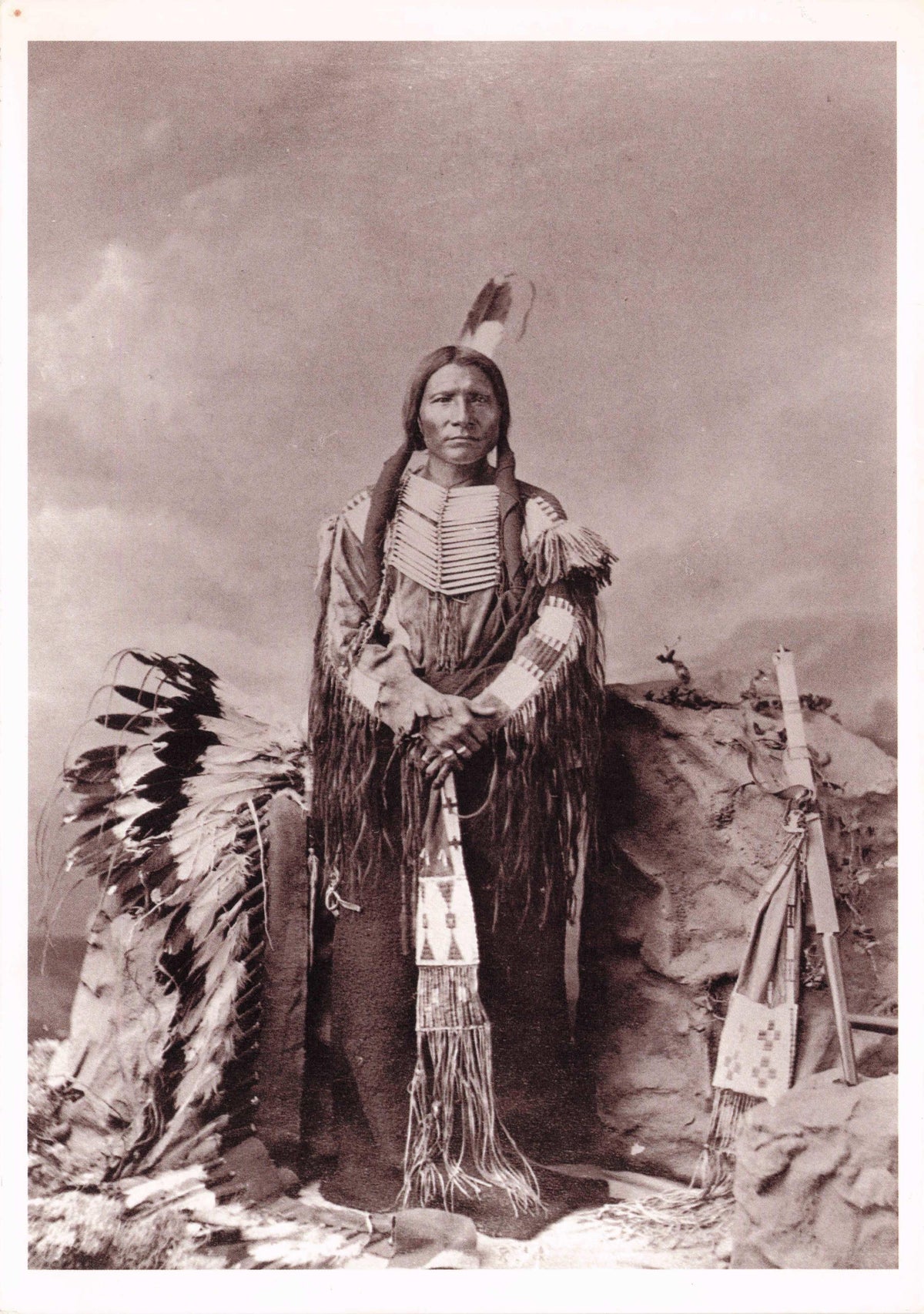 Little Big Man Old 1870s Native American Indian Oglala Sioux Warrior Photo Postcard