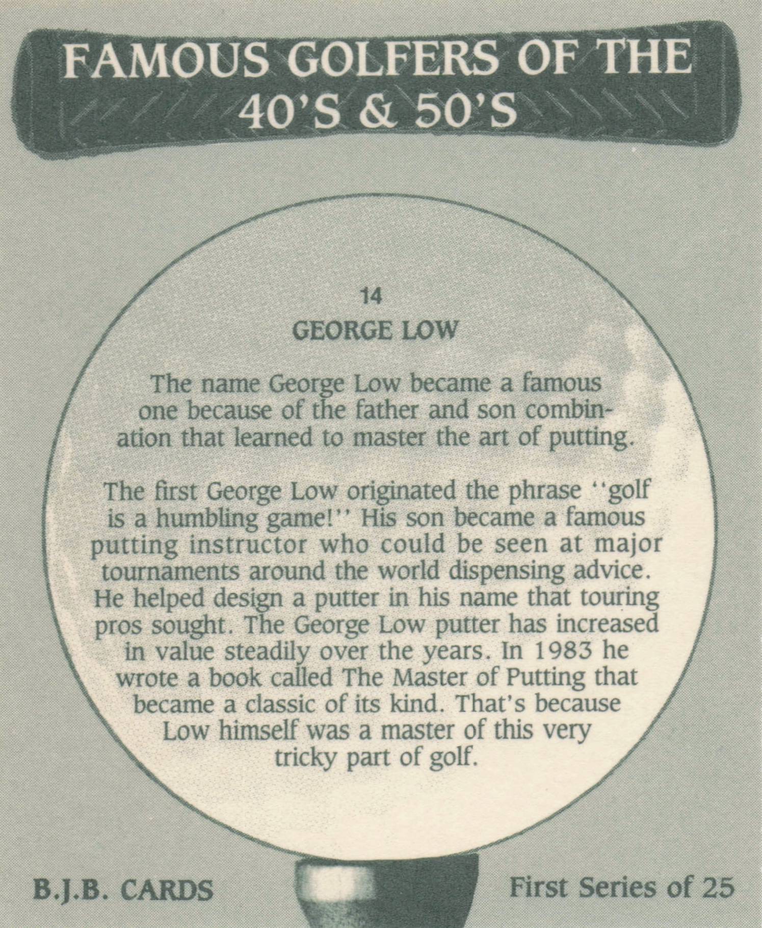 George Low Famous Golfers Of The 40s & 50s Rare Golf Photo Trade Card