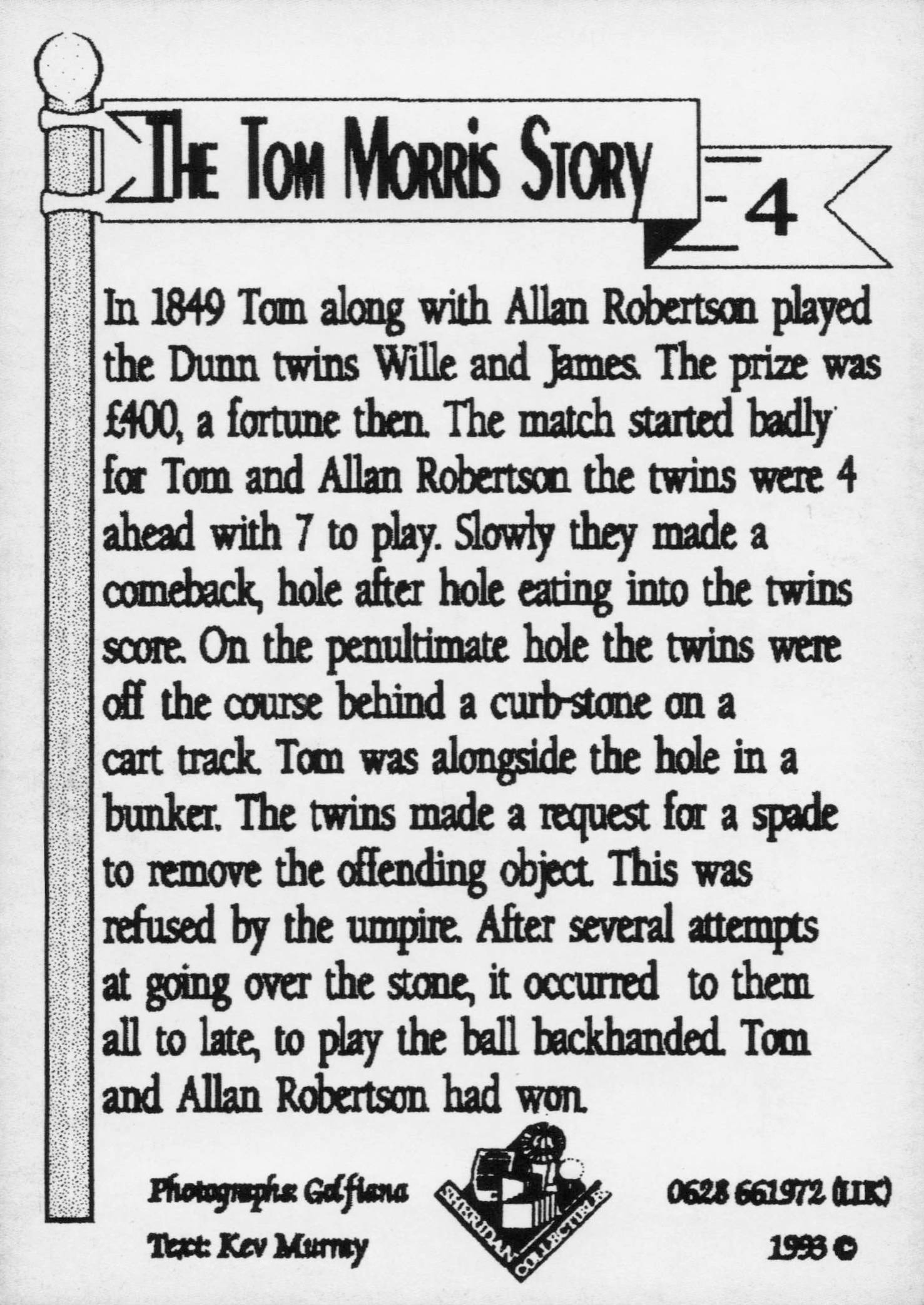 Tom Morris Story vs Willie James Dunn Twins Victorian Golf Trade Card