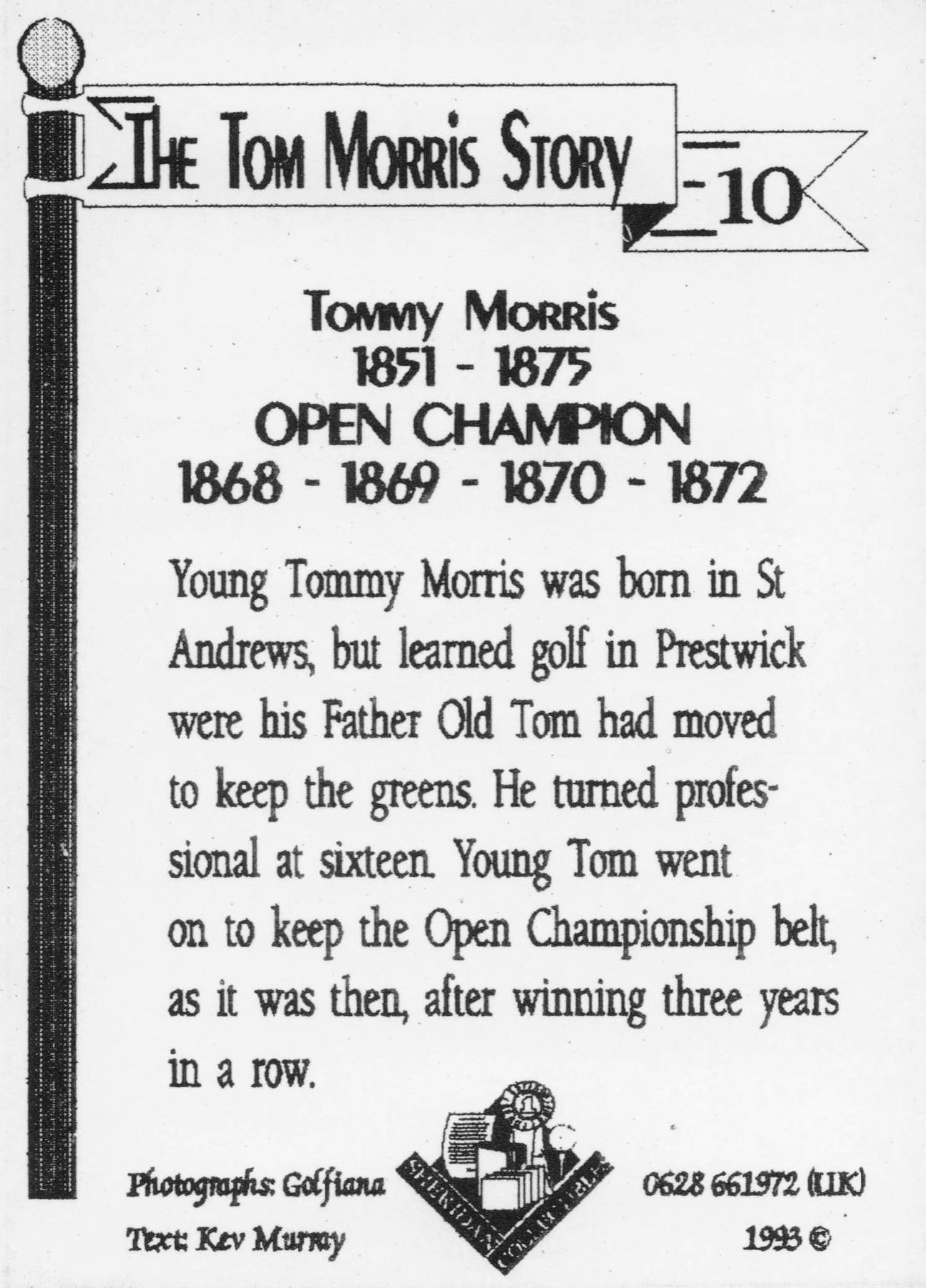Tom Morris Story Scottish Victorian Golfer Open Belt Photo Trade Card