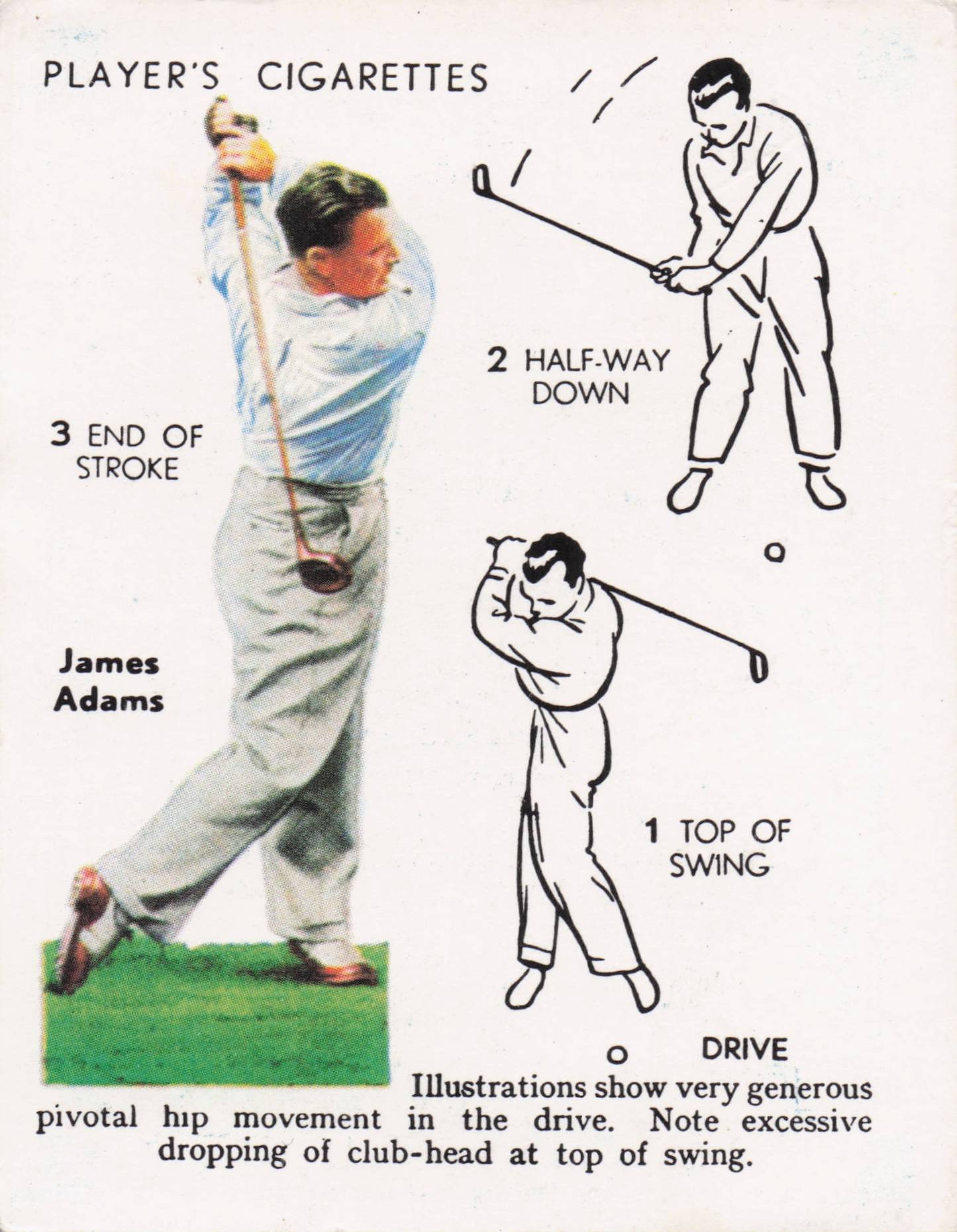 James Adams Golfer Driving Golf Shot Players Photo Cigarette Card