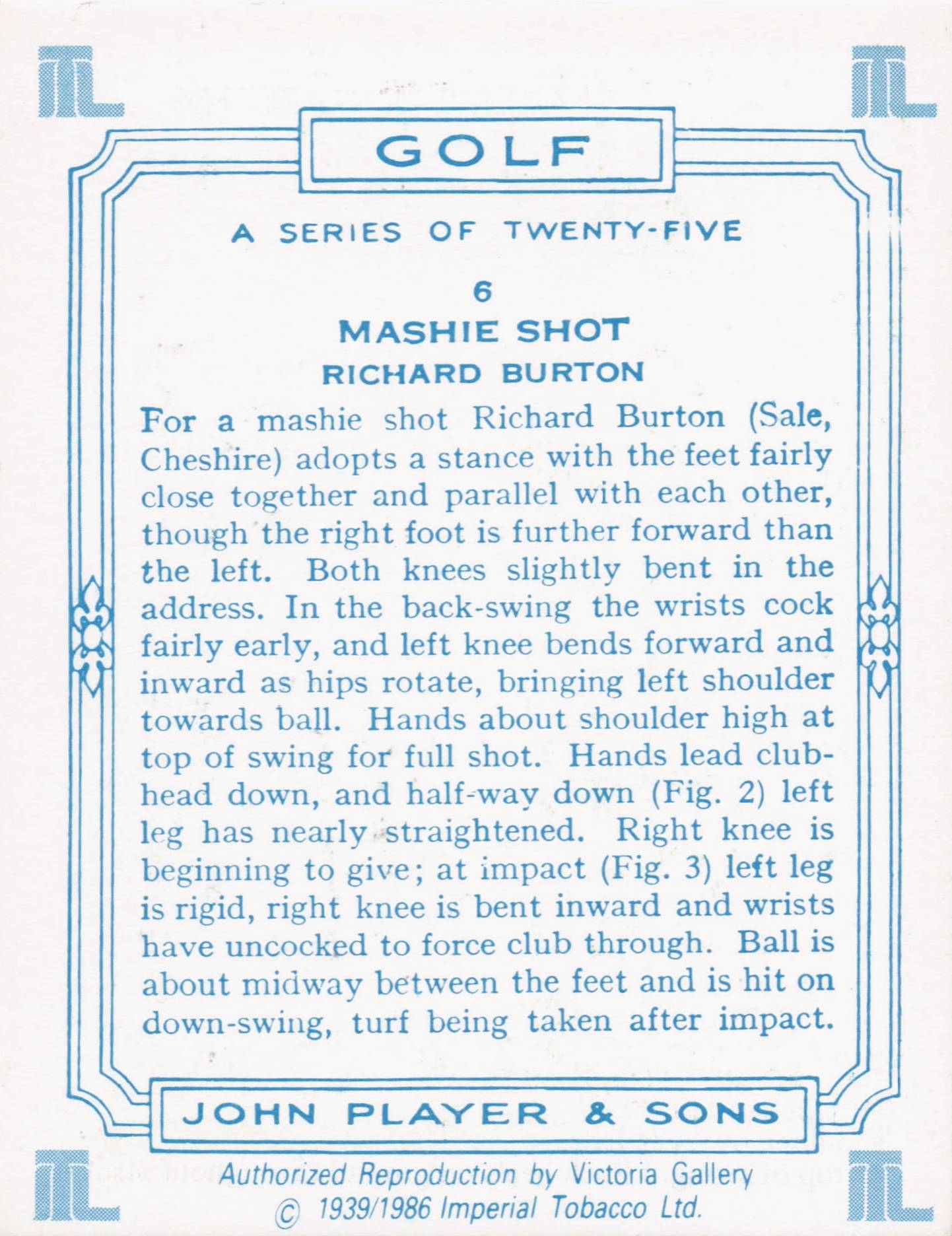 Richard Burton Golfer Driving Golf Guide Players Photo Cigarette Card