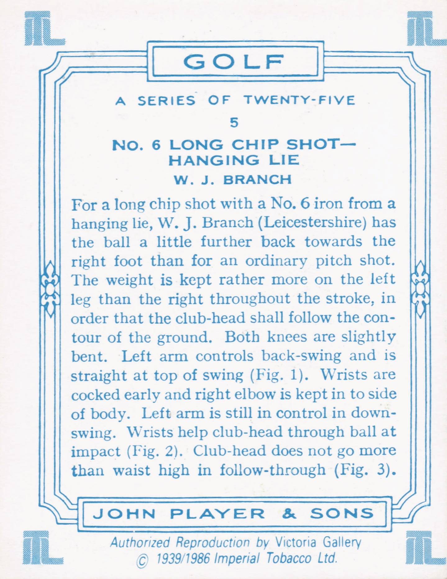 WJ Branch Golfer Driving Golf Guide Players Photo Cigarette Card