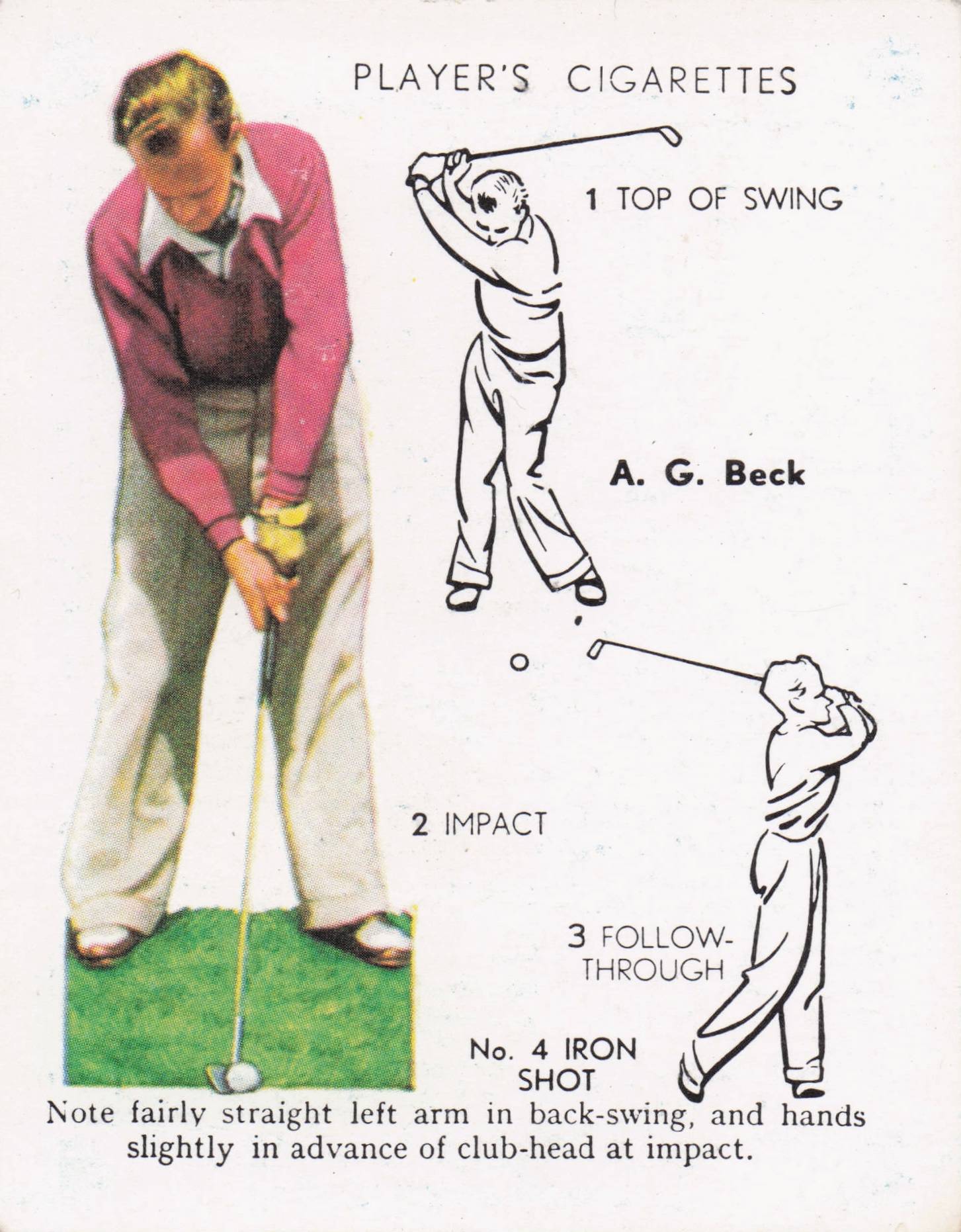 AG Beck Golfer Driving Golf Guide Players Photo Cigarette Card