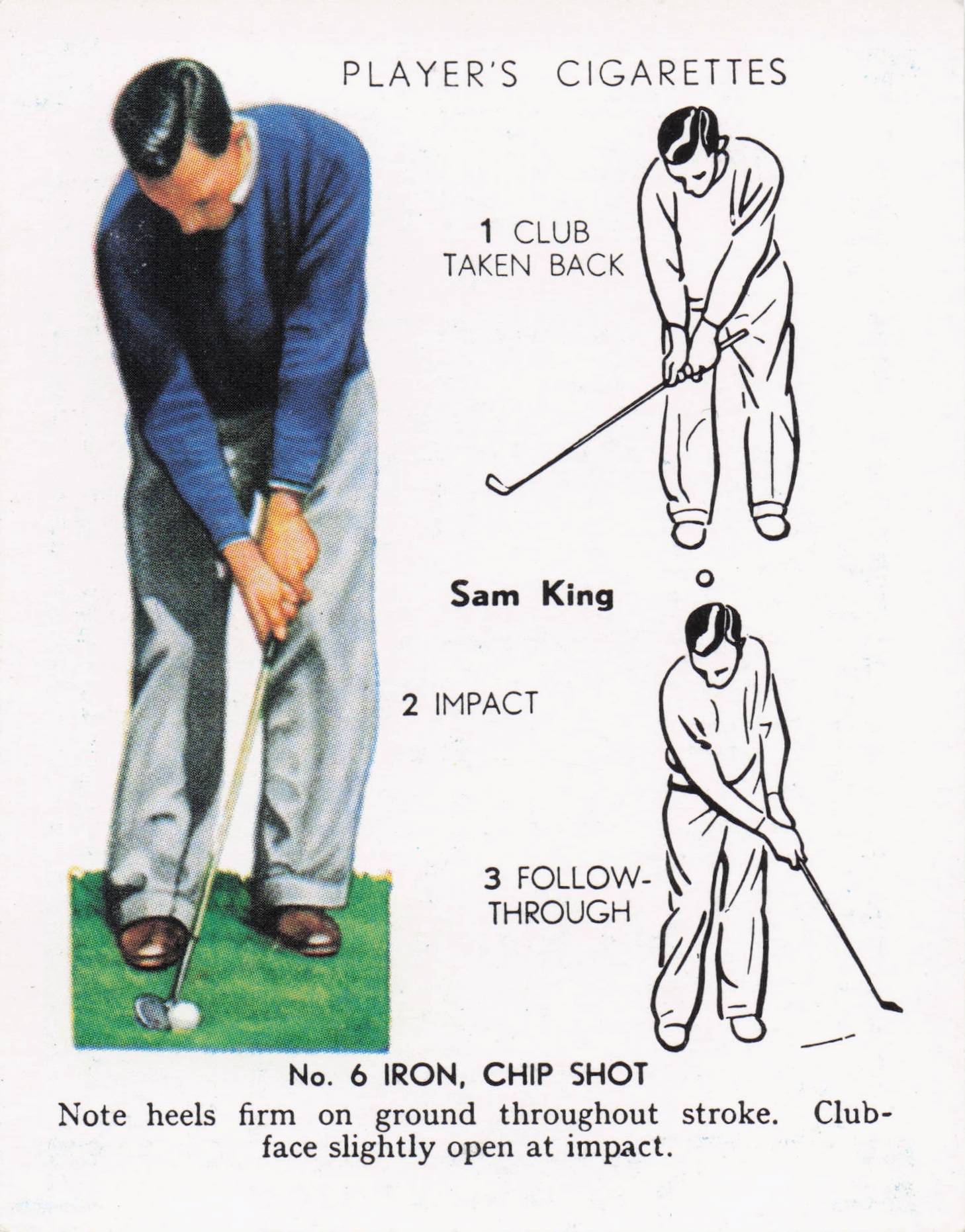 Sam King Golfer Driving Golf Guide Players Photo Cigarette Card