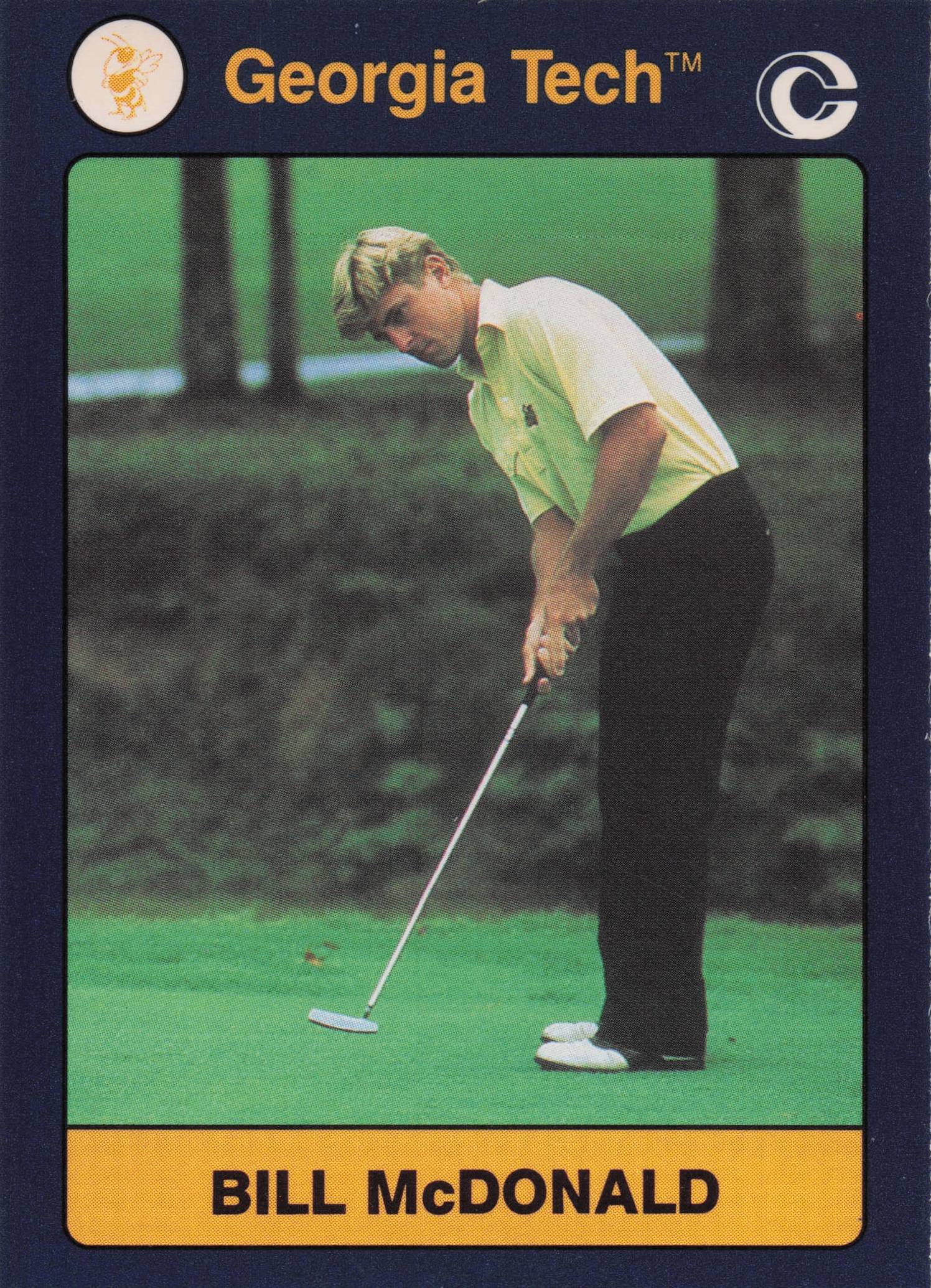 Bill McDonald Georgia Tech Collegiate Collection Rare Golf Trade Card