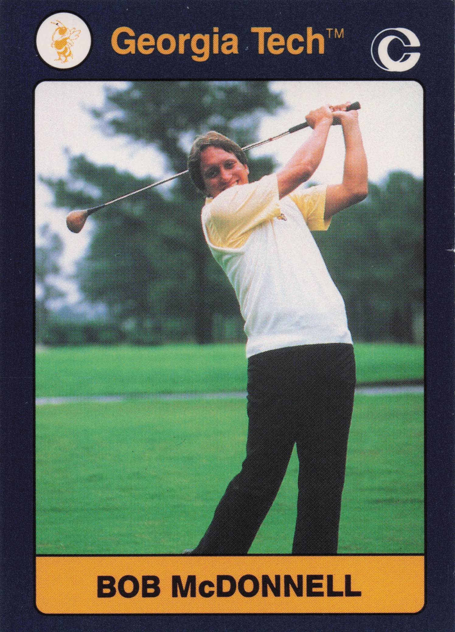 Bob McDonnell Georgia Tech Collegiate Collection Rare Golf Trade Card