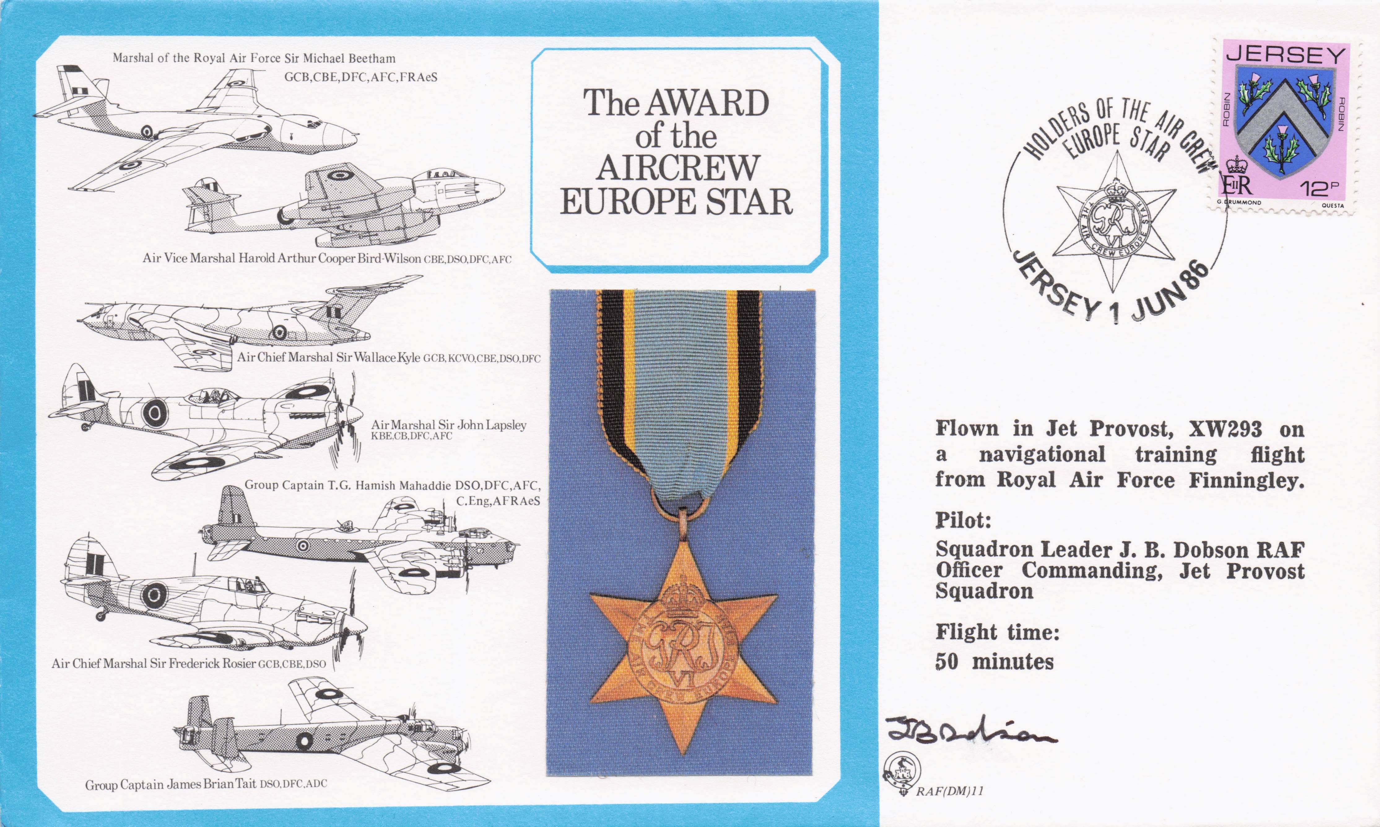 Award Of Aircrew Europe Star Military WW2 Medal Hand Signed FDC
