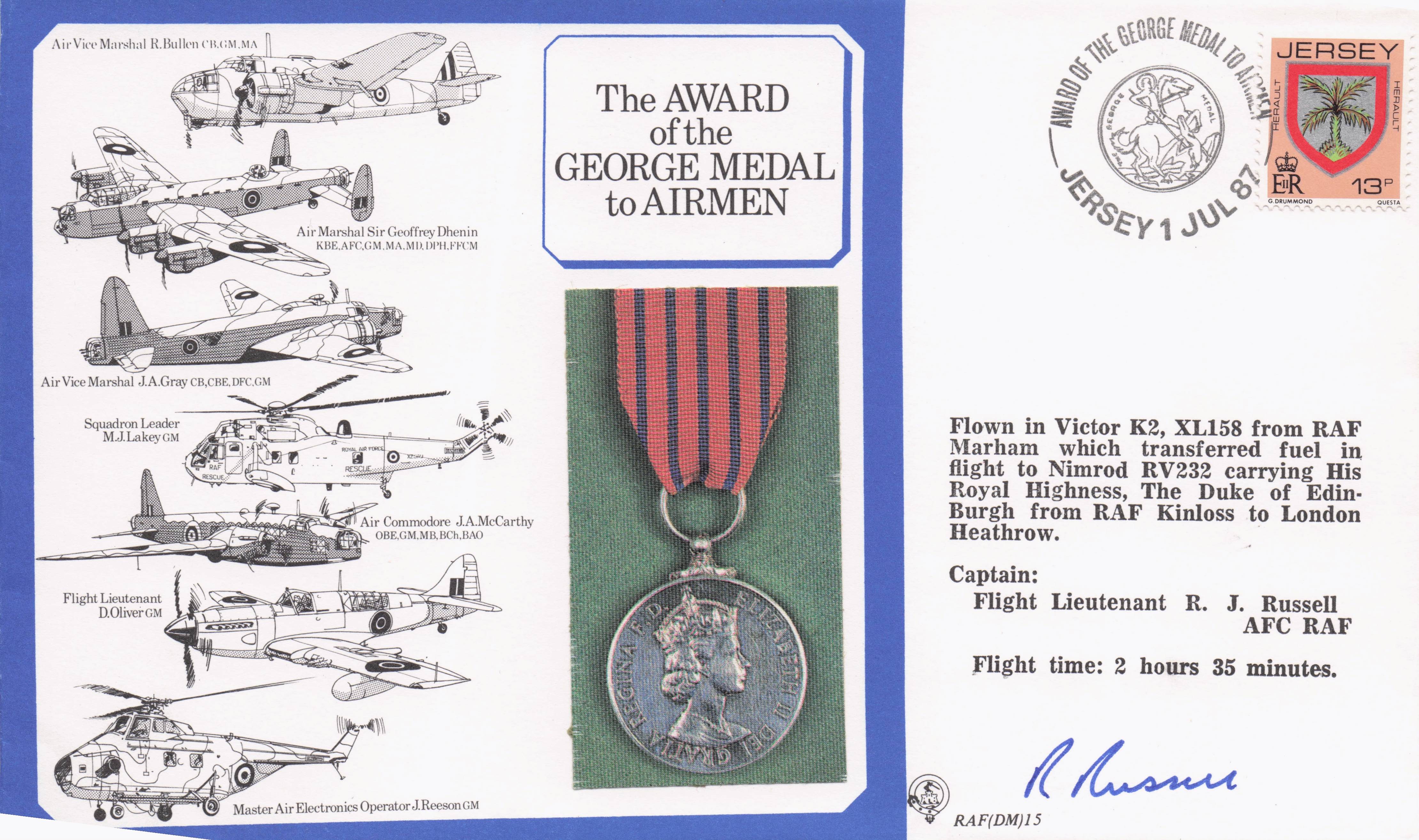 Award Of George Medal To Airmen Military WW2 Flown Hand Signed FDC