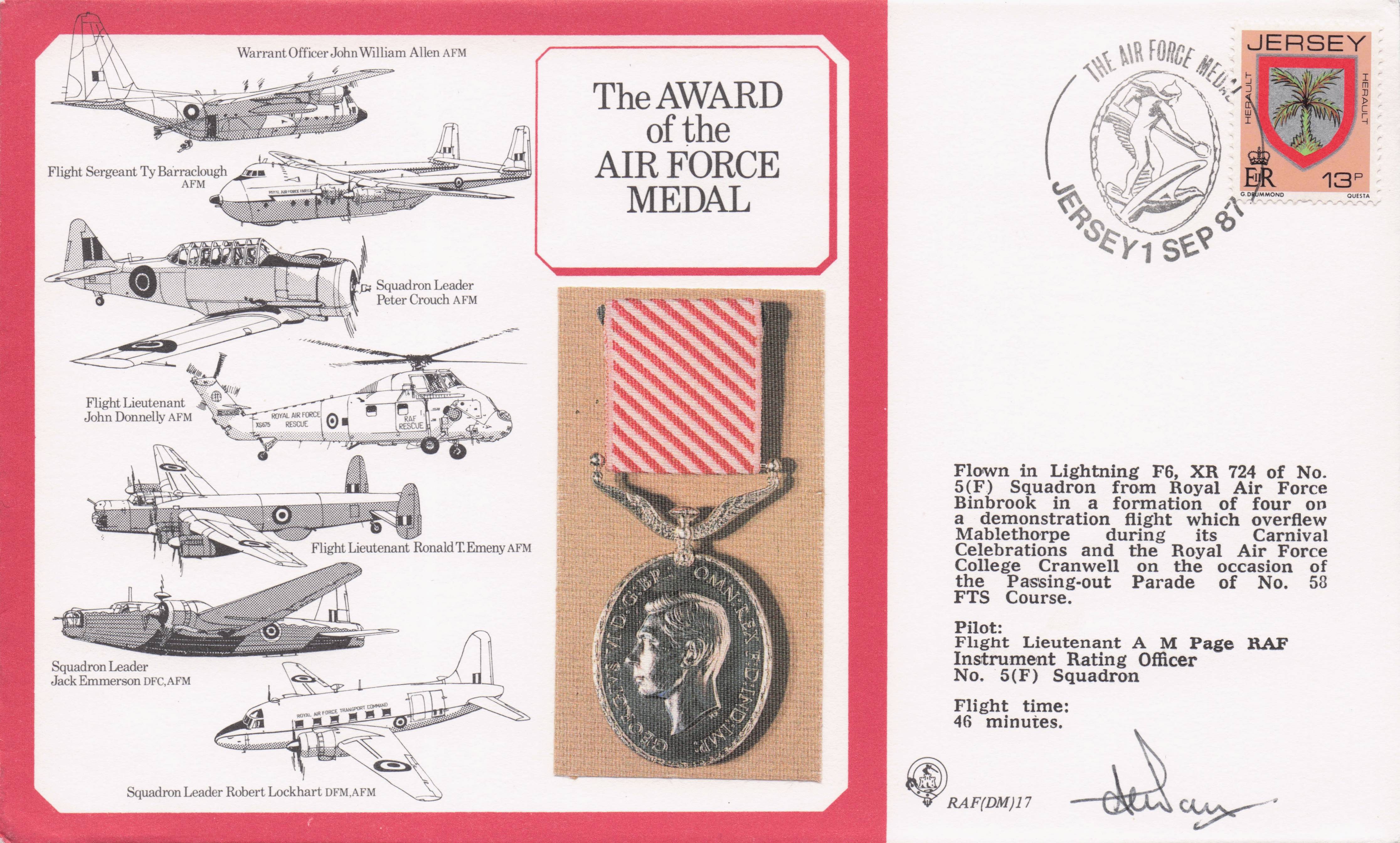 The Air Force Award Military WW2 Medal Hand Signed Flown FDC