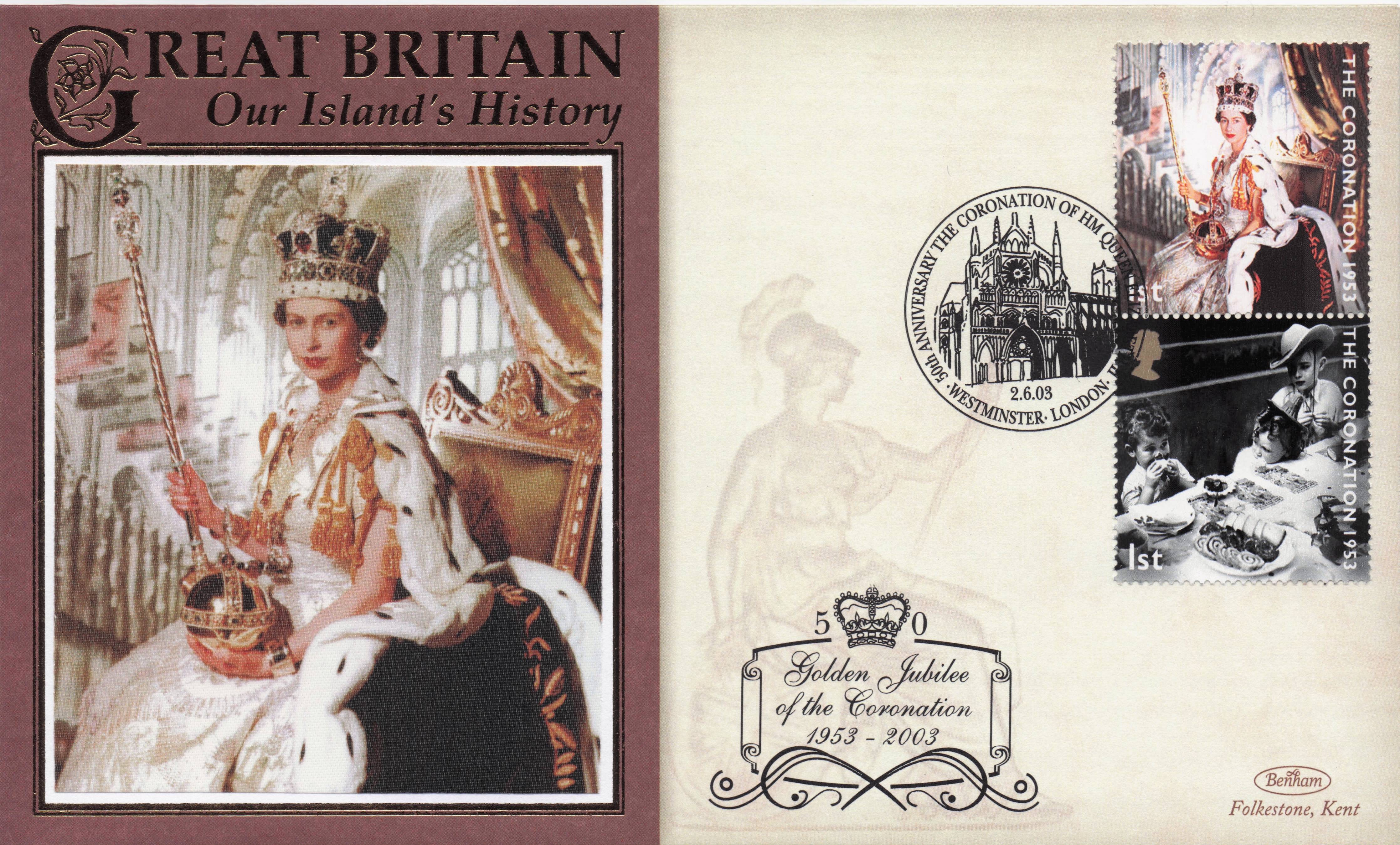 Queen Elizabeth II Coronation Our Island's History Benham Rare FDC