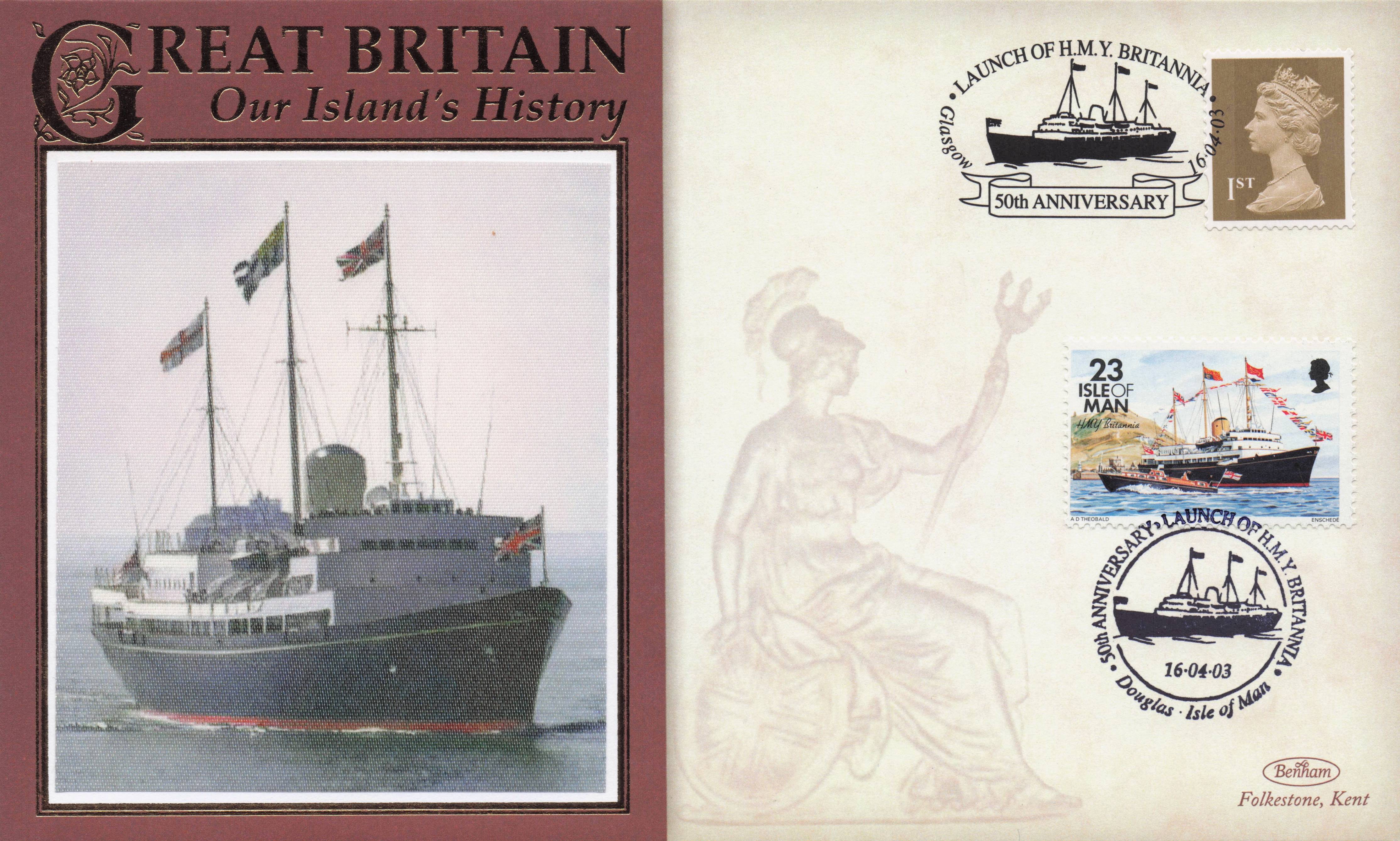HMY Britannia Ship Launch Our Island's History Benham Rare FDC