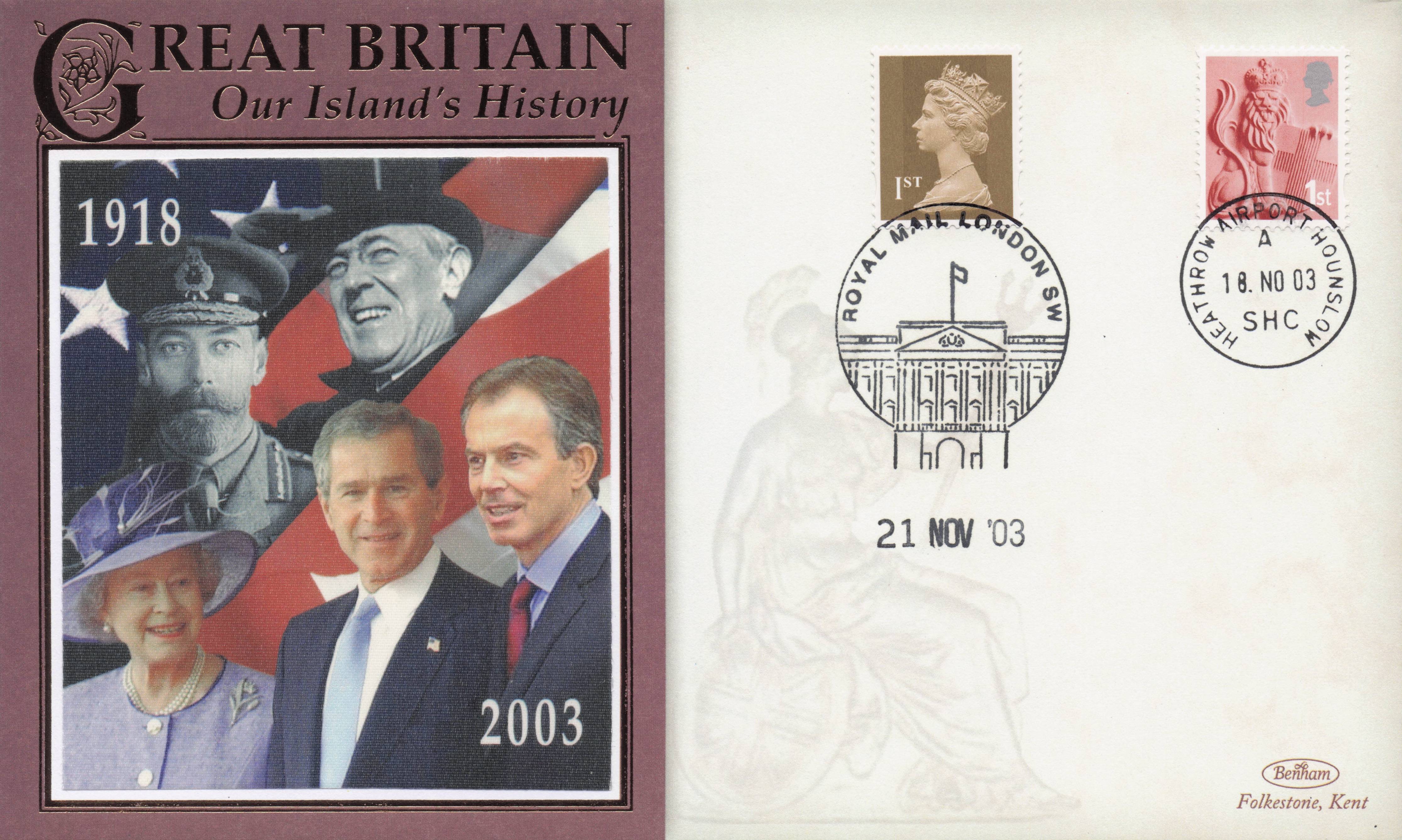 Tony Blair Queen Elizabeth II President Bush WW1 Benham Rare FDC