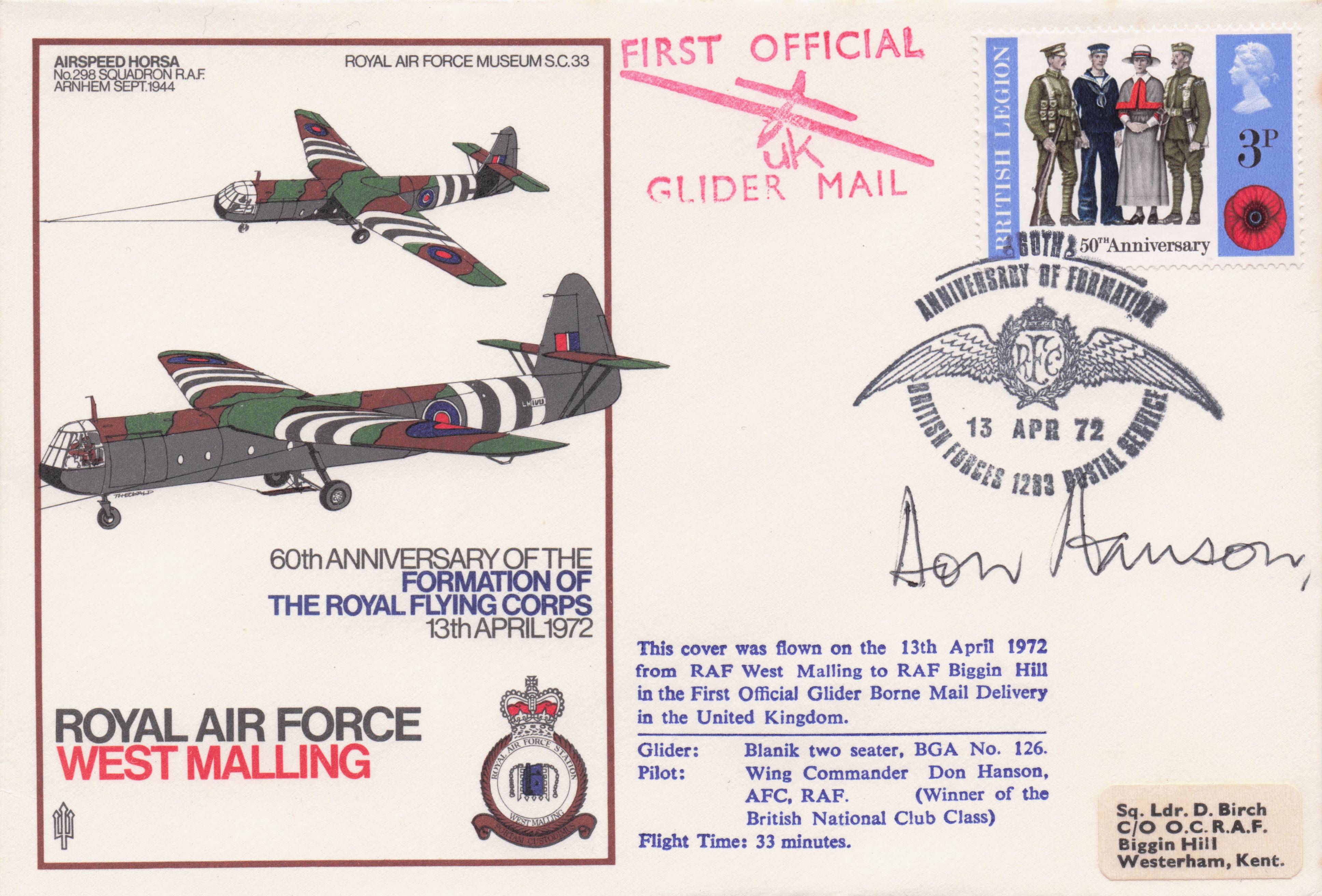 RAF West Mailling Military Royal Flying Corps Anniversary Hand Signed FDC