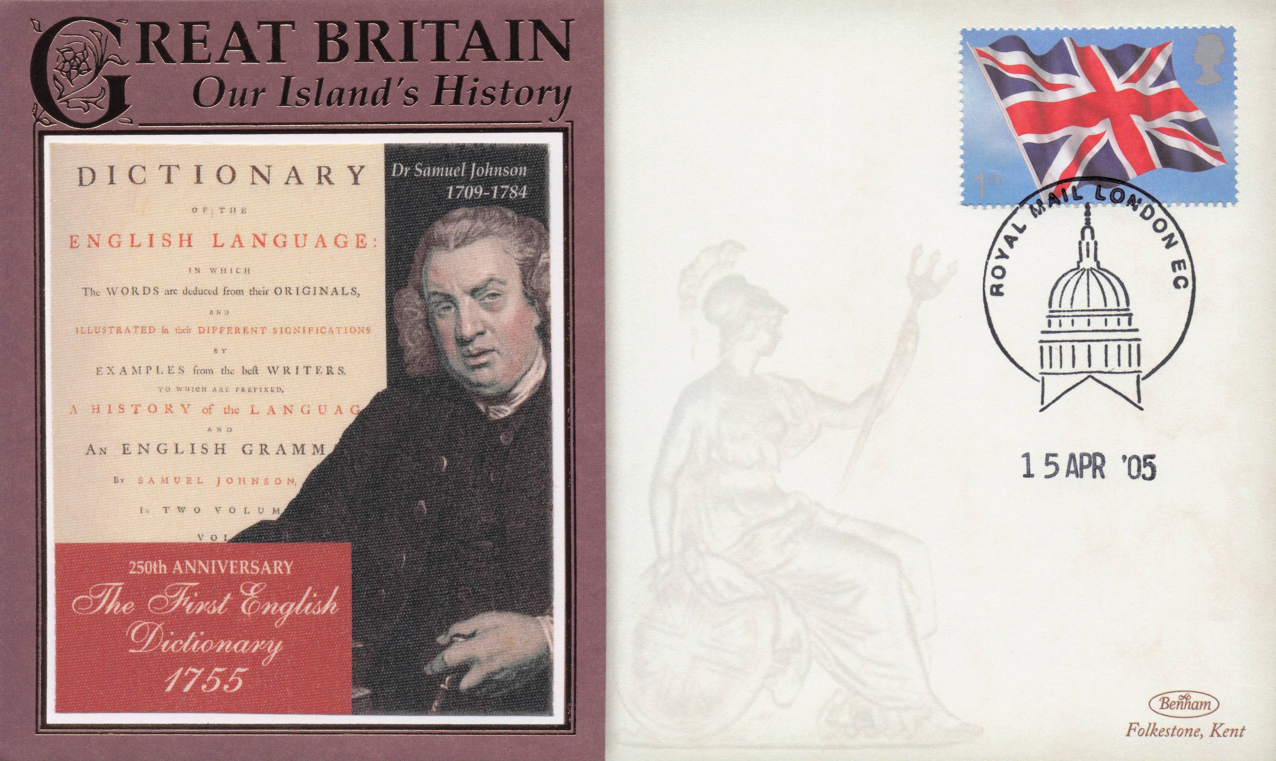 Samuel Johnson First English Dictioary Our Island's History Benham Rare FDC