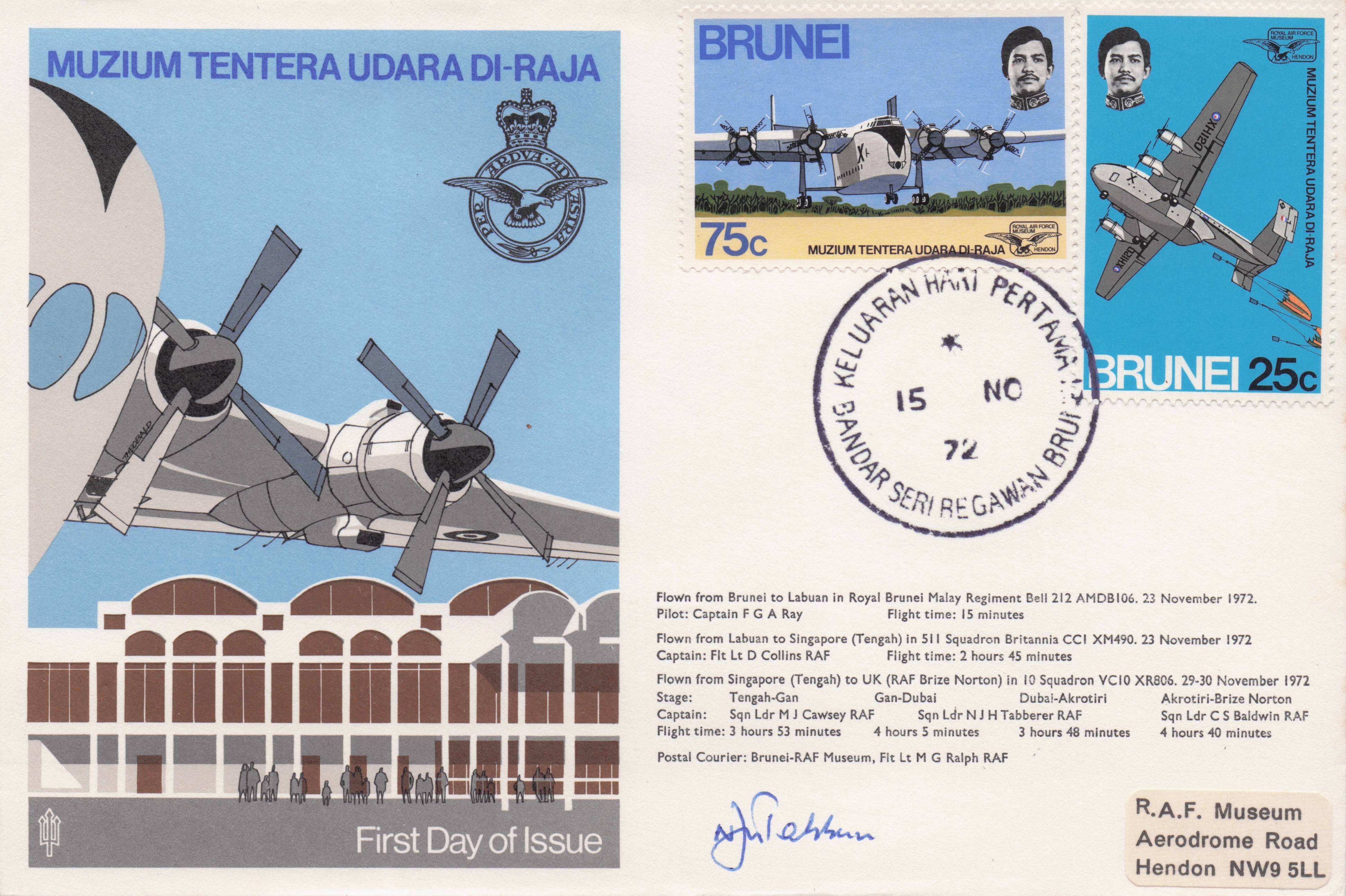 Muzium Tentera Udara Di Raja Brunei Military Hand Signed FDC