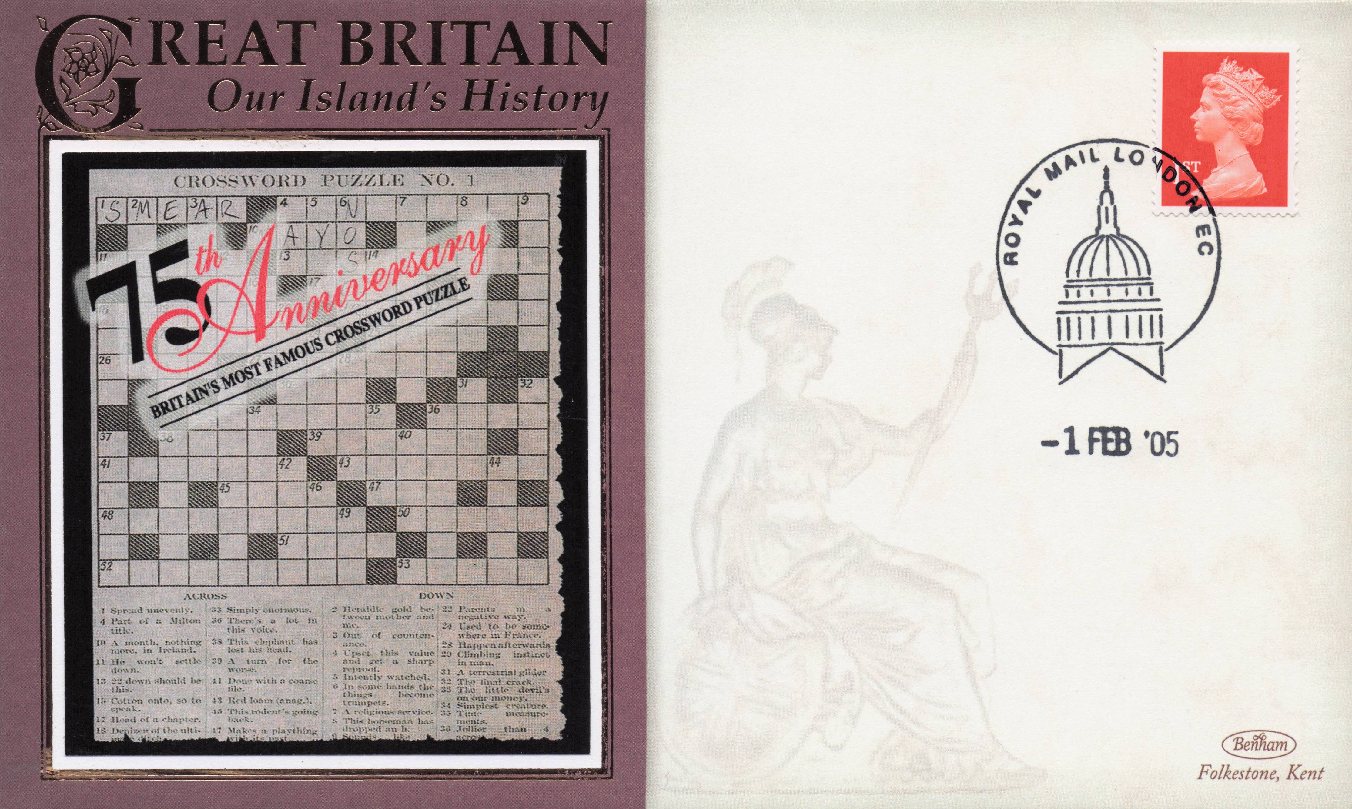 Crossword Puzzle 75th Anniversary The Times Book Benham Rare FDC