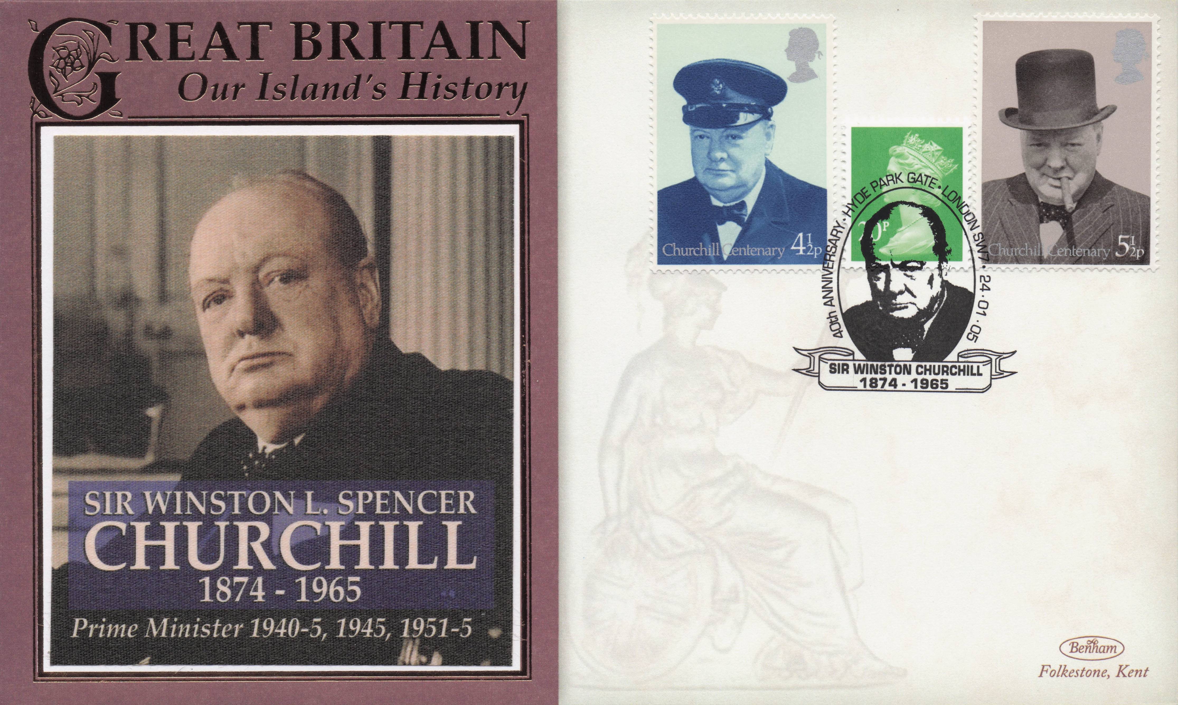 Sir Winston Churchill 40th Anniversary Our Island's History Benham Rare FDC