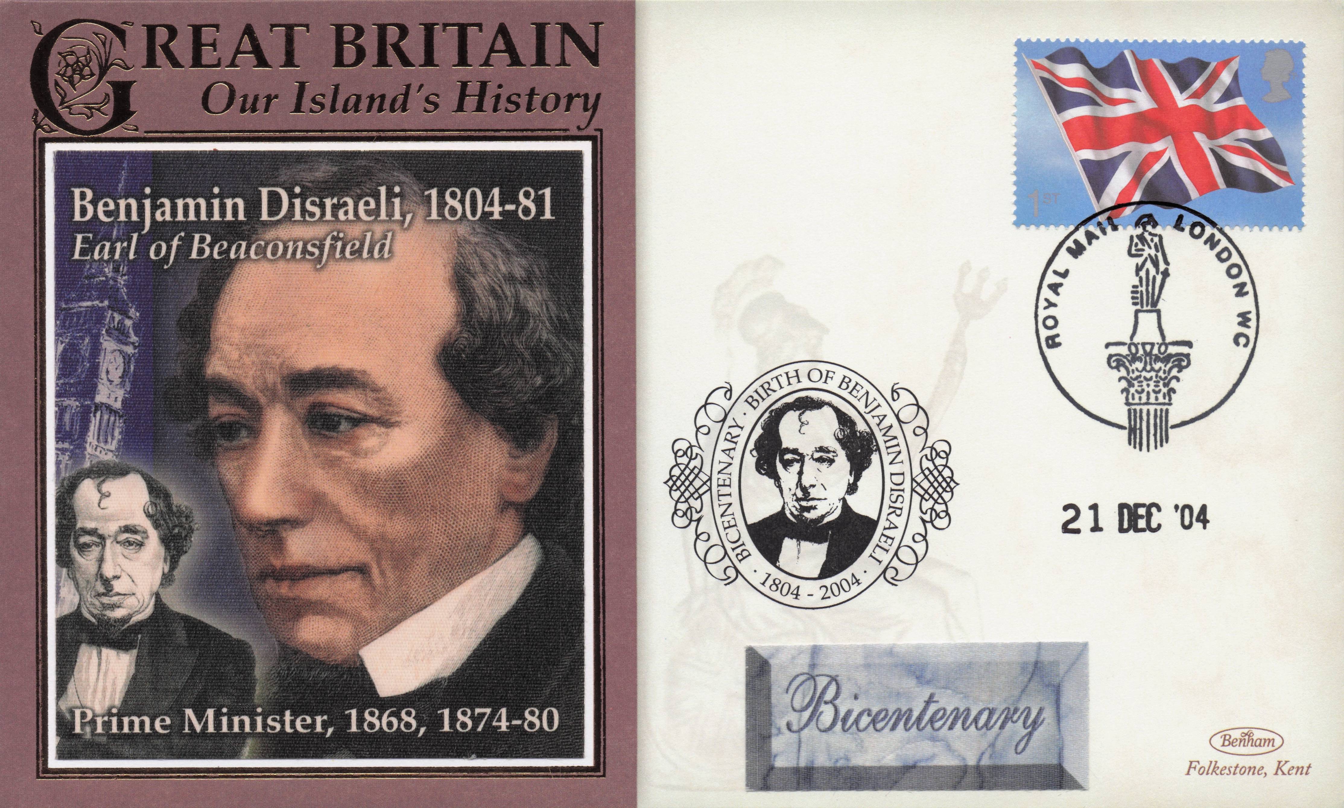 Benjamin Disraeli Prime Minister Our Island's History Benham Rare FDC
