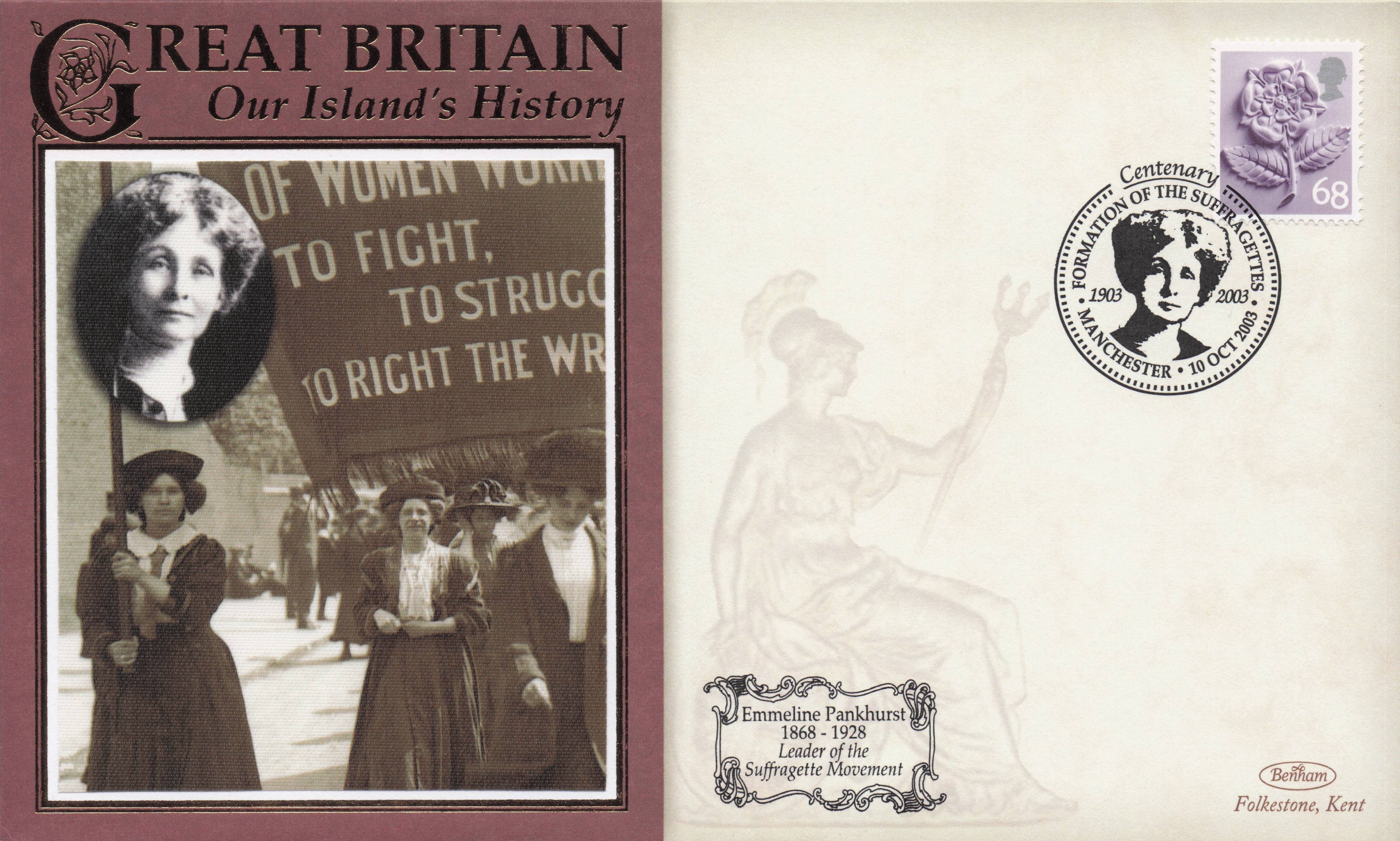 Emmeline Pankhurst Suffragettes Our Island's History Benham Rare FDC