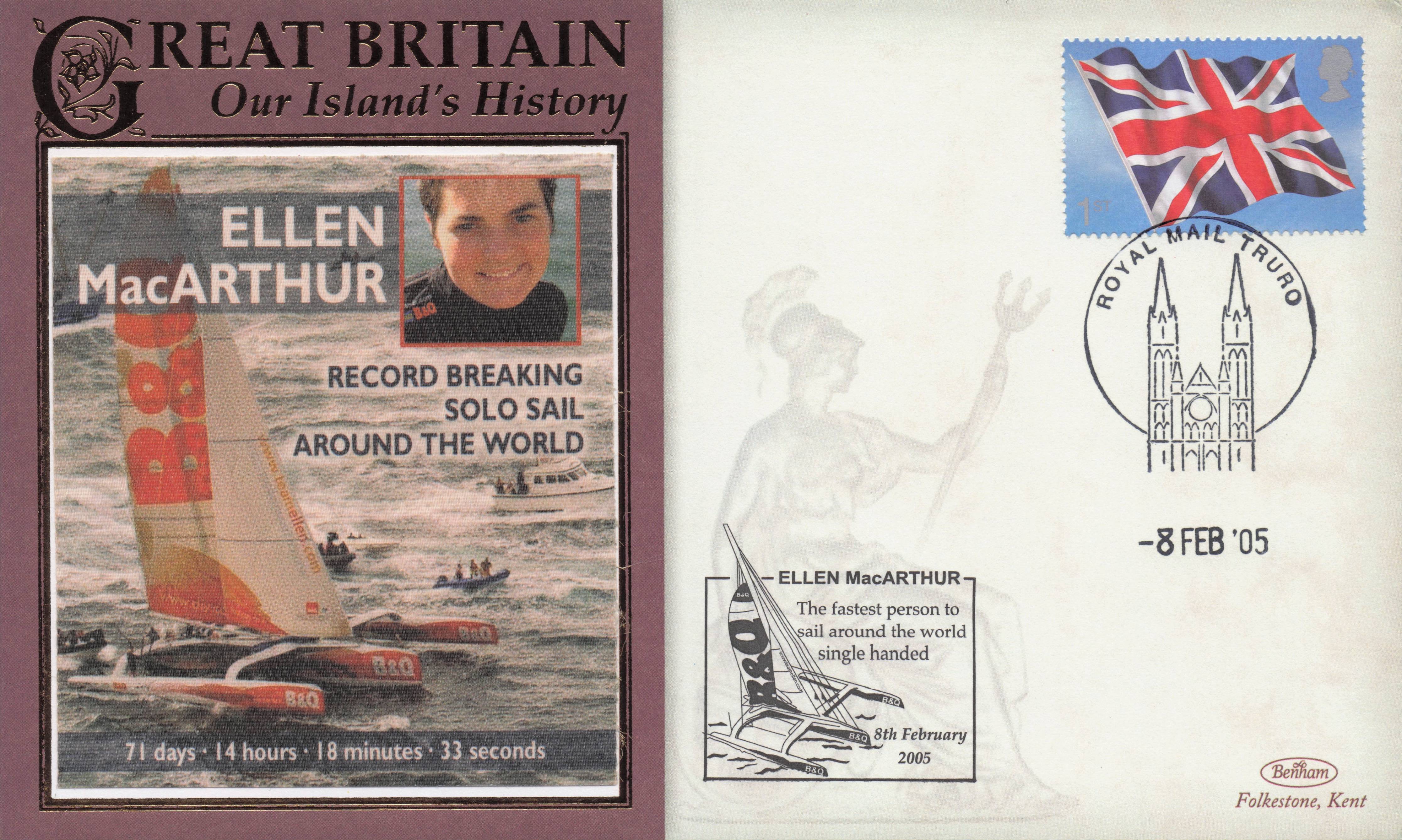 Ellen MacArthur Sailing Record Breaker Our Island's History Benham Rare FDC
