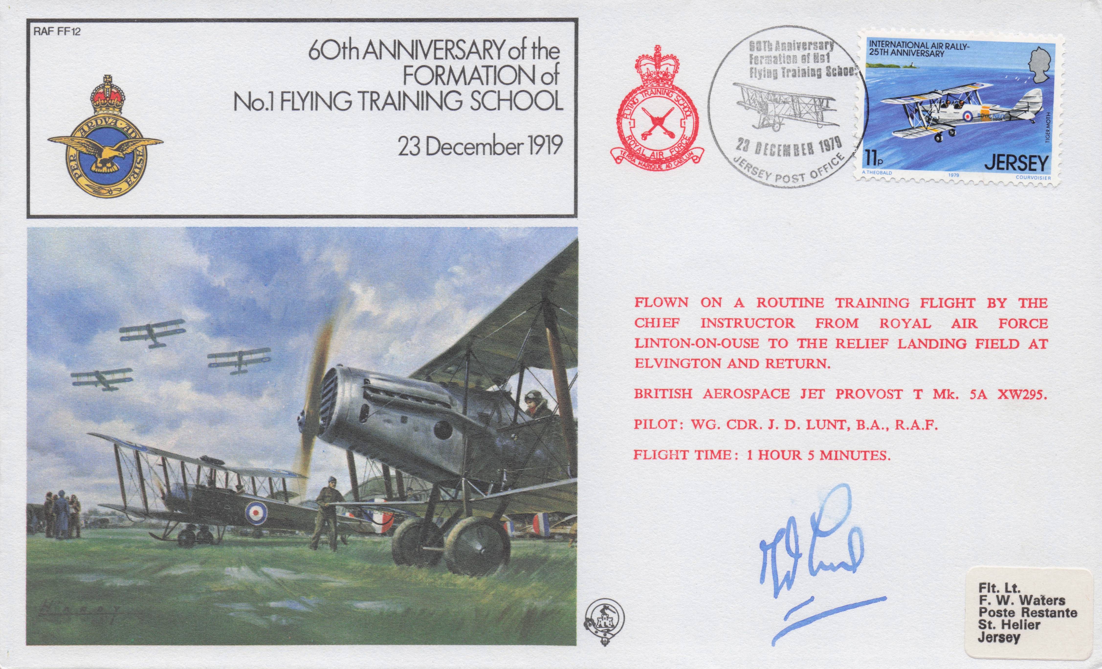 First Old 1919 Flying Military Aircraft Training School Hand Signed FDC
