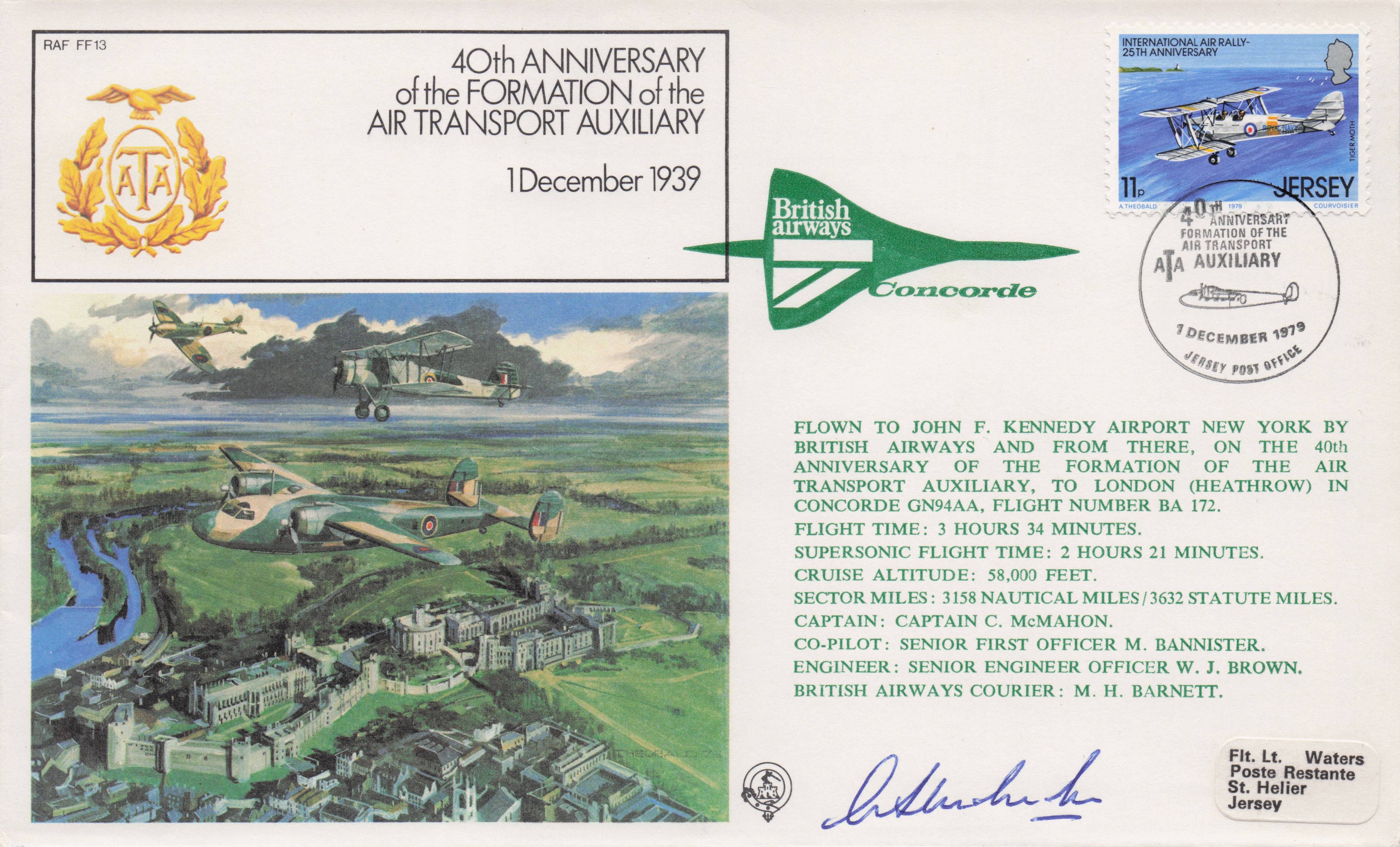First Air Transport Auxillary Plane Formation 40th Anniversary Hand Signed FDC