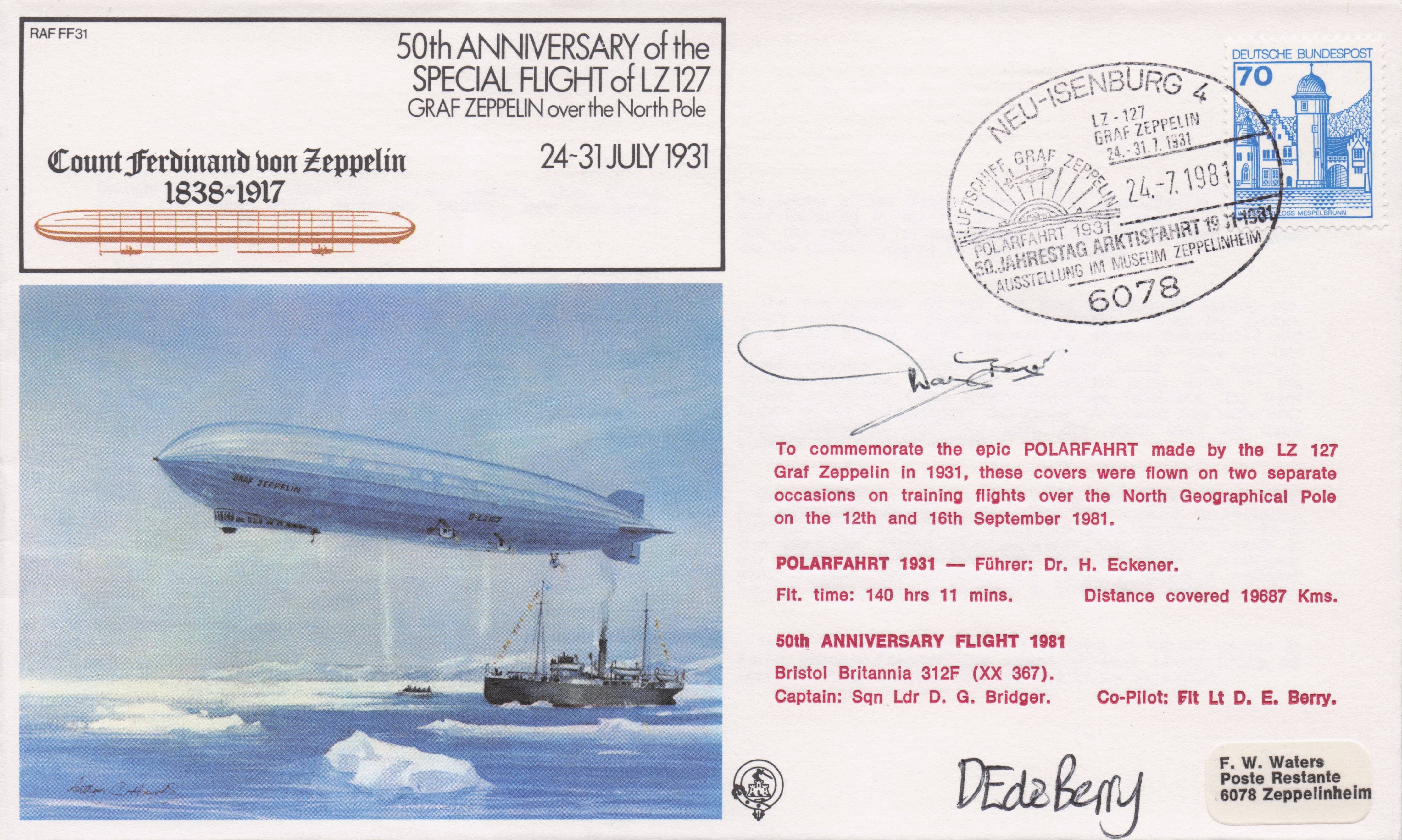 Graf Zeppelin Military Airship LZ127 North Pole Flight Hand Signed FDC