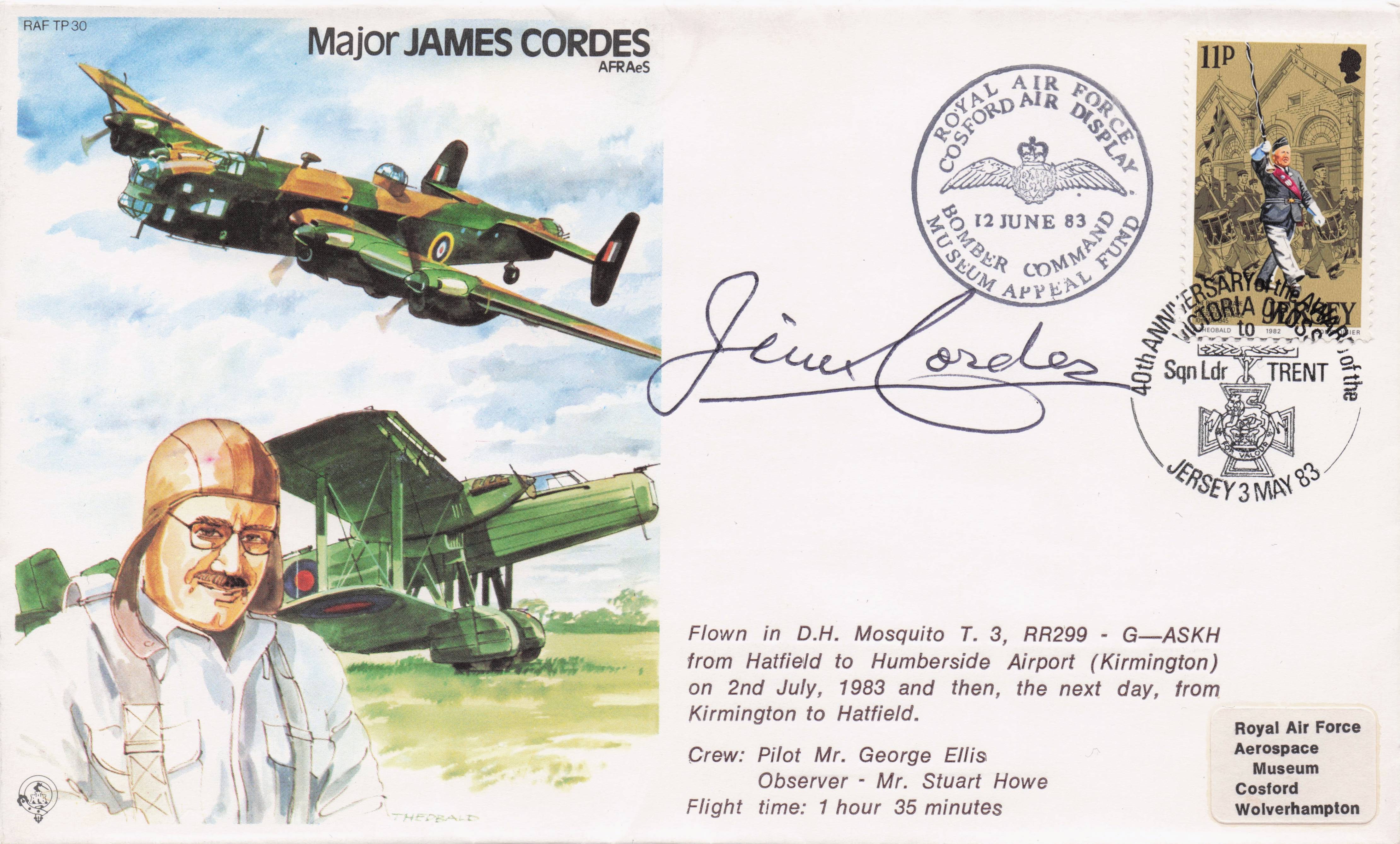 Major James Cordes RAF War WW2 Veteran Hand Signed Military FDC