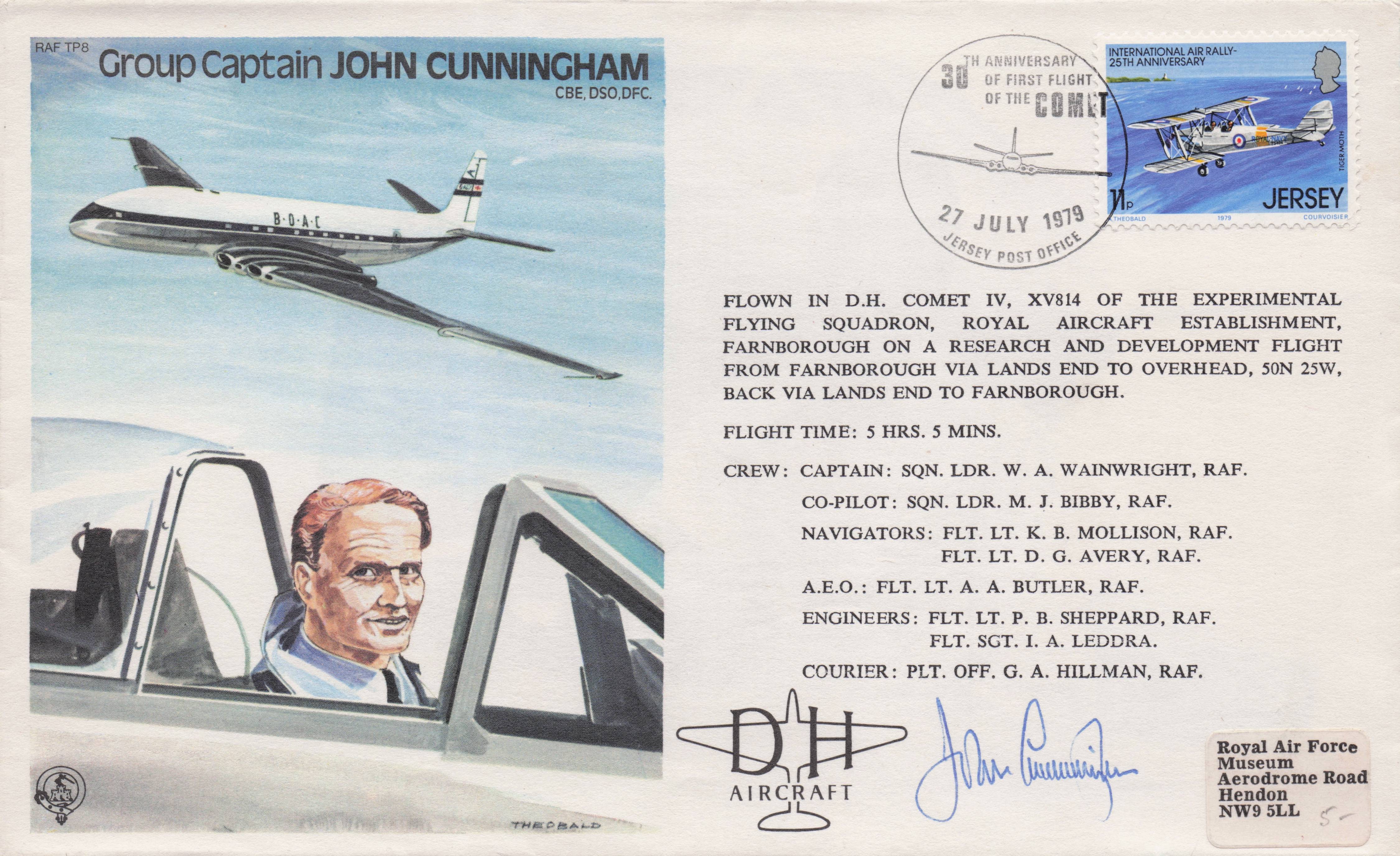 Captain John Cunningham RAF War WW2 Veteran Hand Signed Military FDC